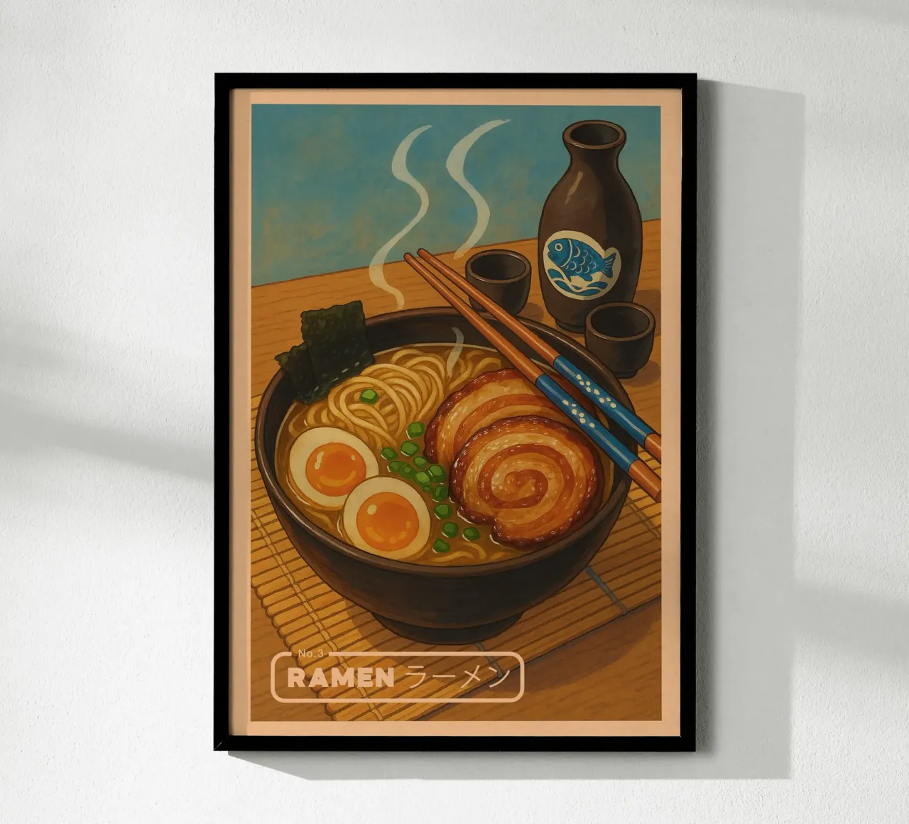 Tazón de fideos Ramen estilo anime - Serie de comida japonesa nº 3 poster de japanfox