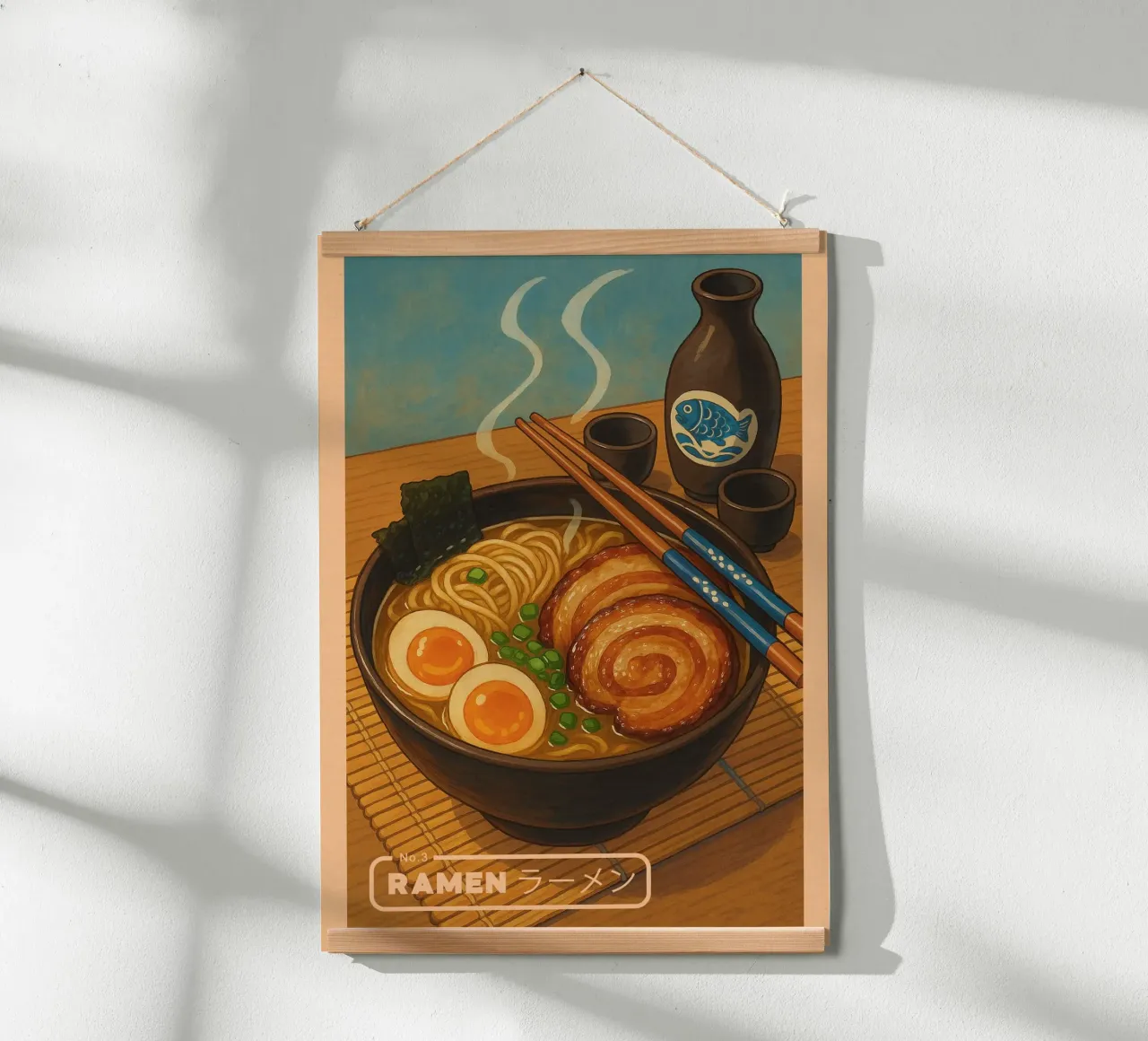 Tazón de fideos Ramen estilo anime - Serie de comida japonesa nº 3 poster de japanfox