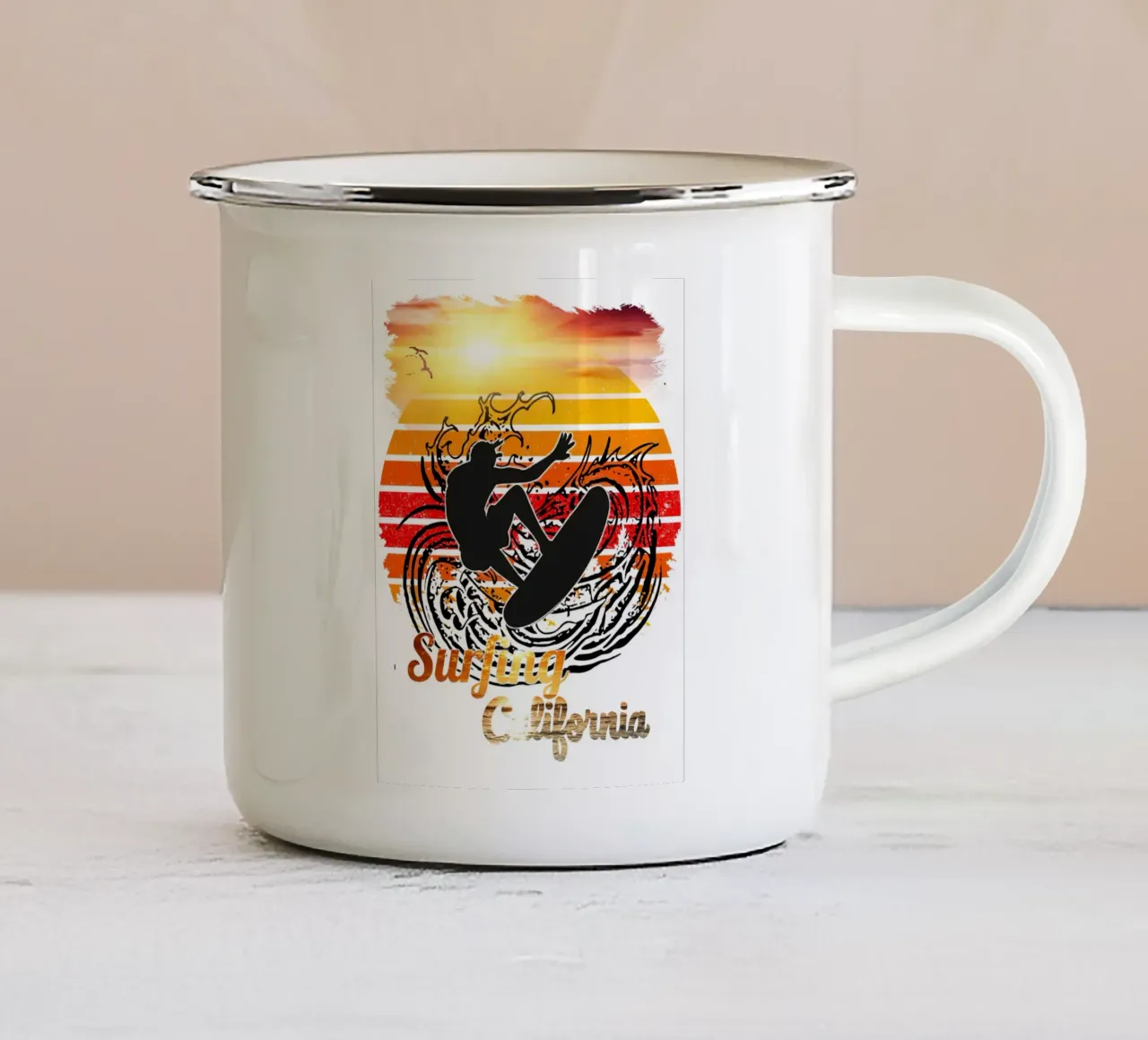 Surf Life Oval 2a - Summer Sun Vibes 15b tazza in smalto da surfer28