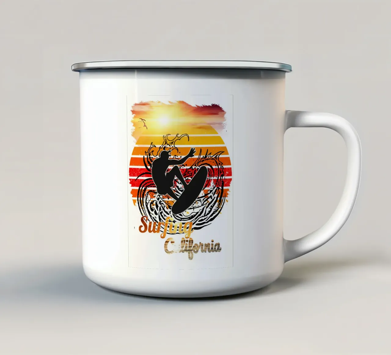 Surf Life Oval 2a - Summer Sun Vibes 15b tazza in smalto da surfer28