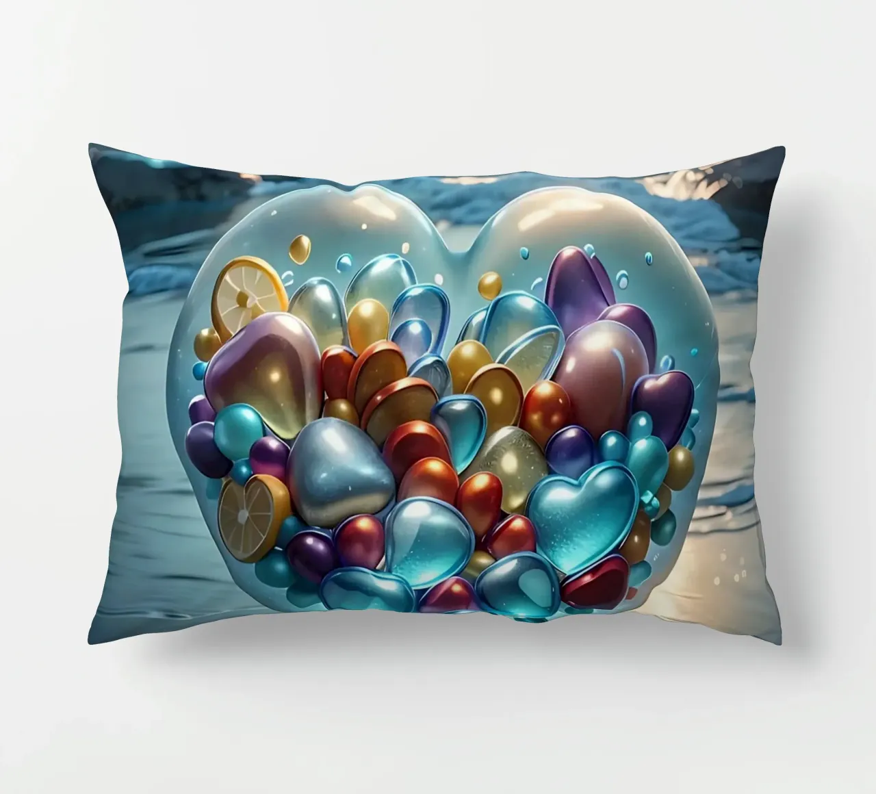 Cuore mare astratto cuscino da LM2KONE