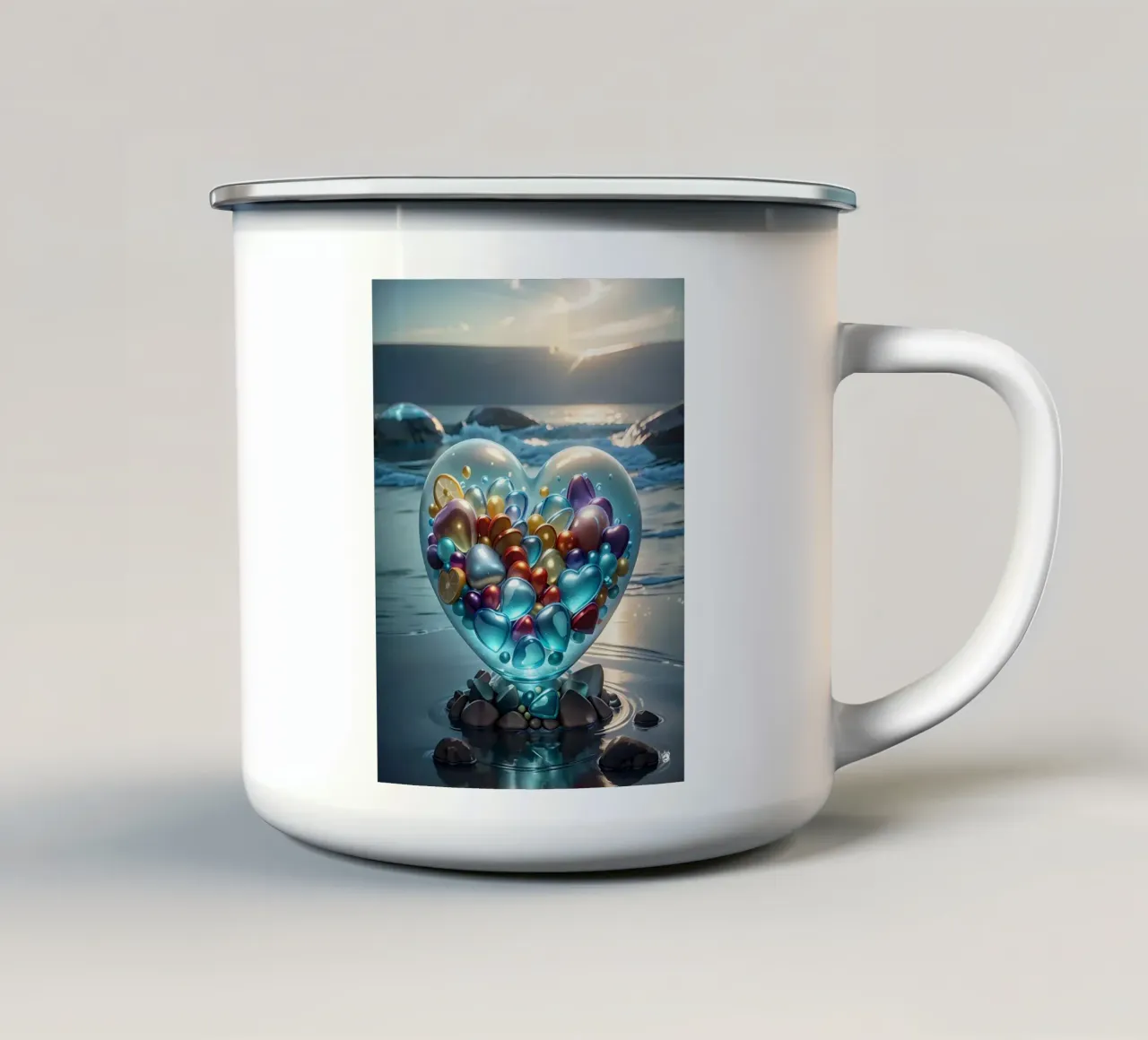 Cuore mare astratto tazza in smalto da LM2KONE
