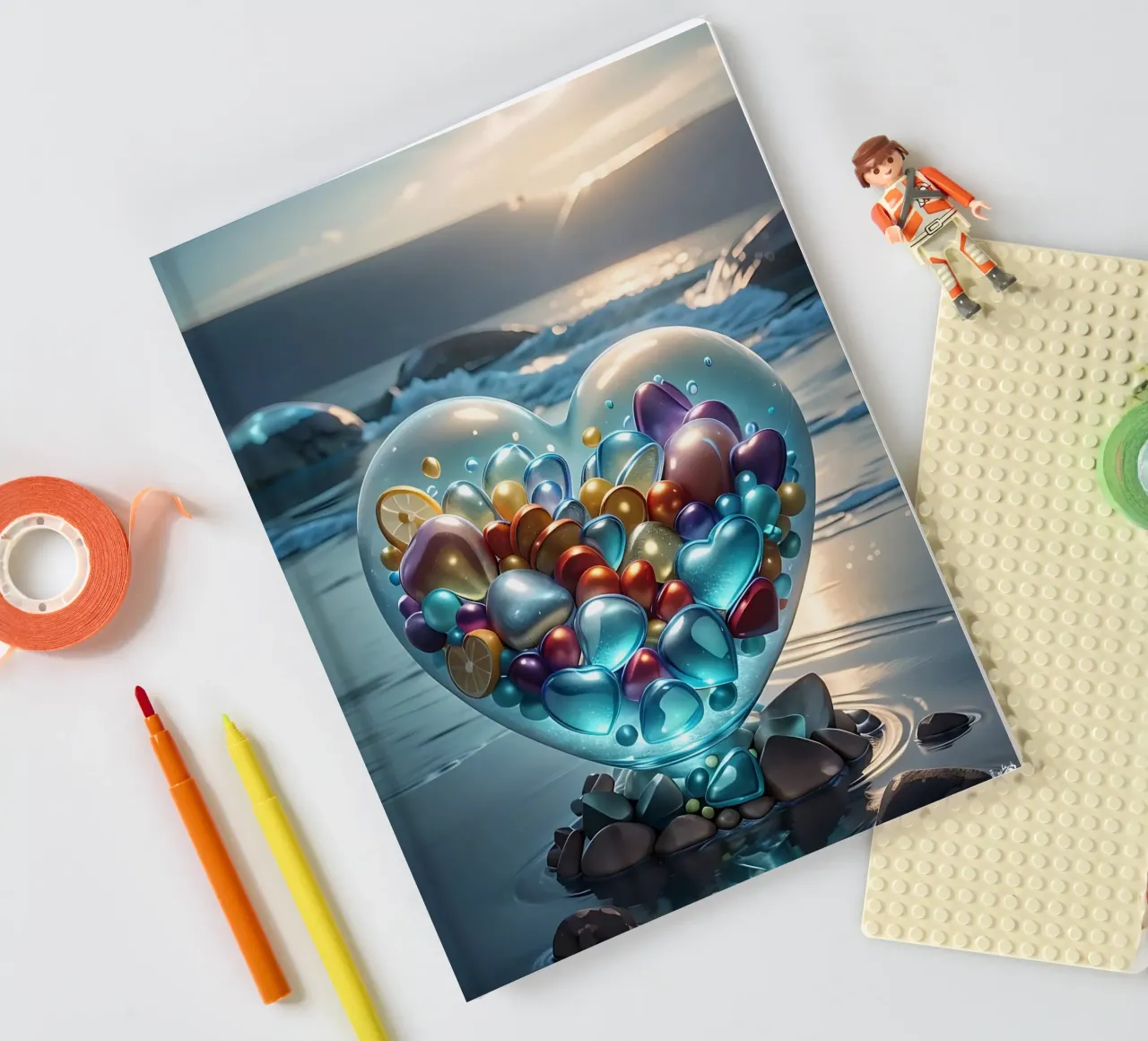 Crystal Heart by the Sea - Cœur multicolore cristal carnet de notes de LM2KONE