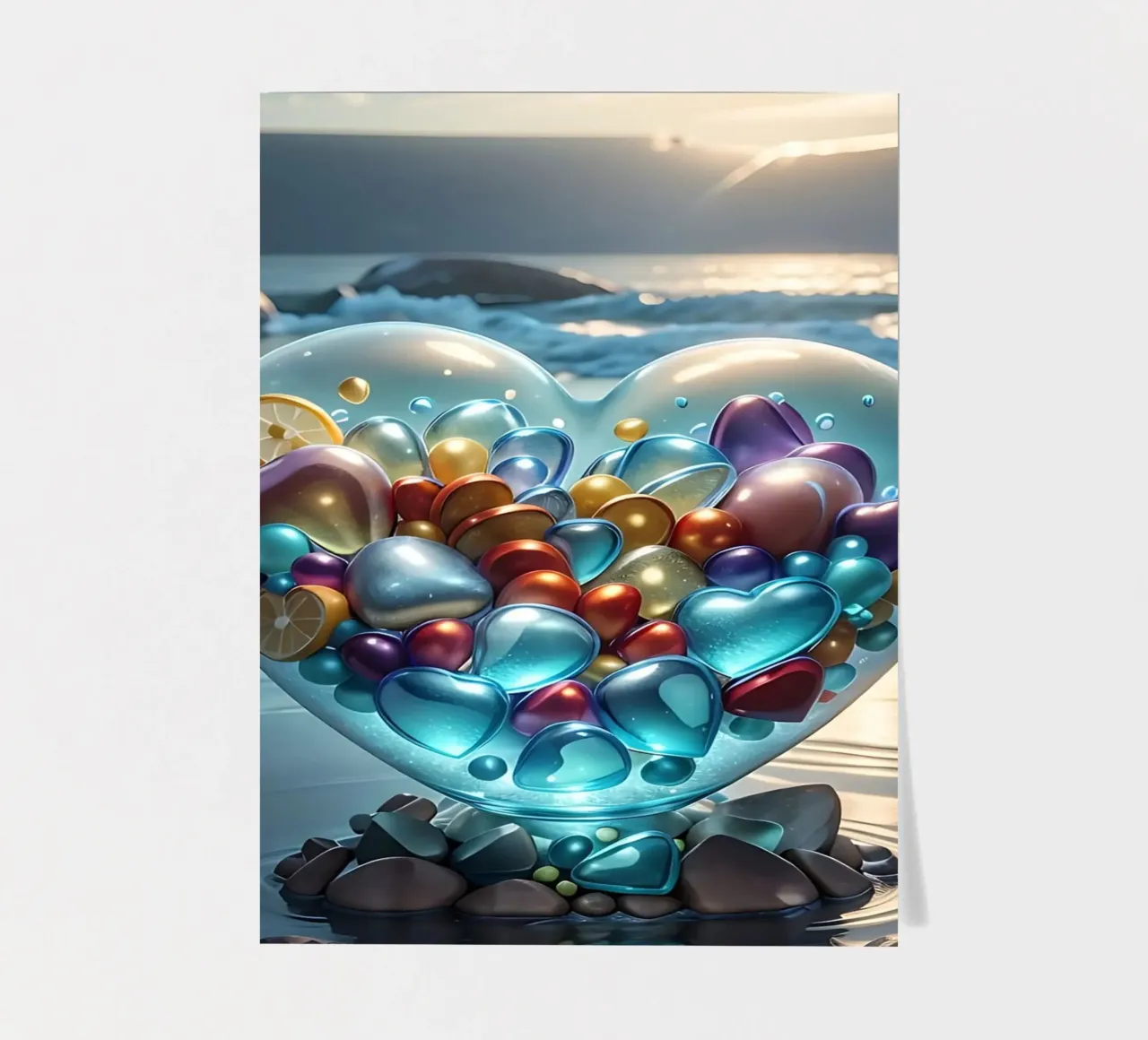Cuore di cristallo in riva al mare - Cœur multicolore cristal foglio adesivo da LM2KONE