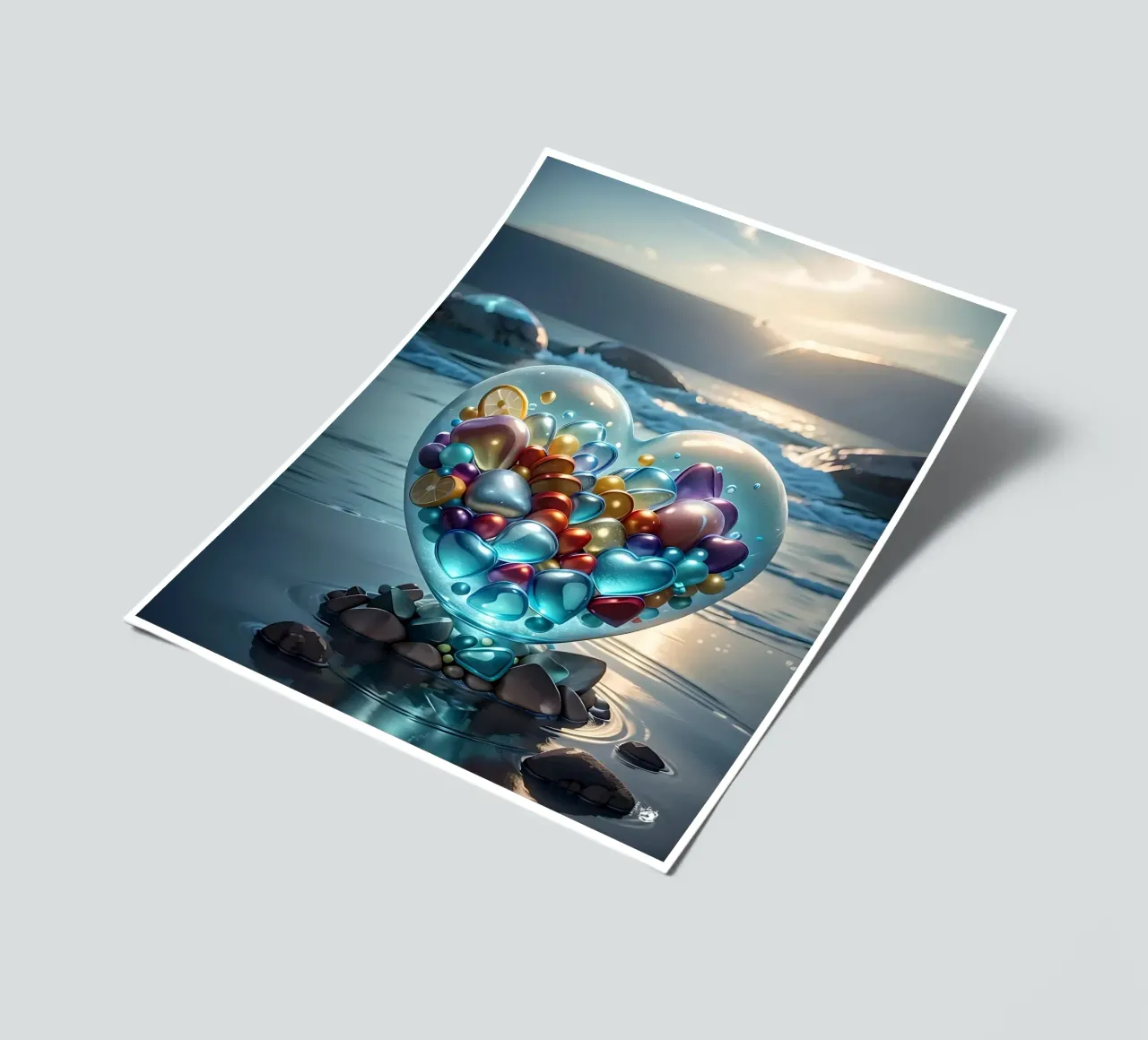 Cuore di cristallo in riva al mare - Cœur multicolore cristal foglio adesivo da LM2KONE