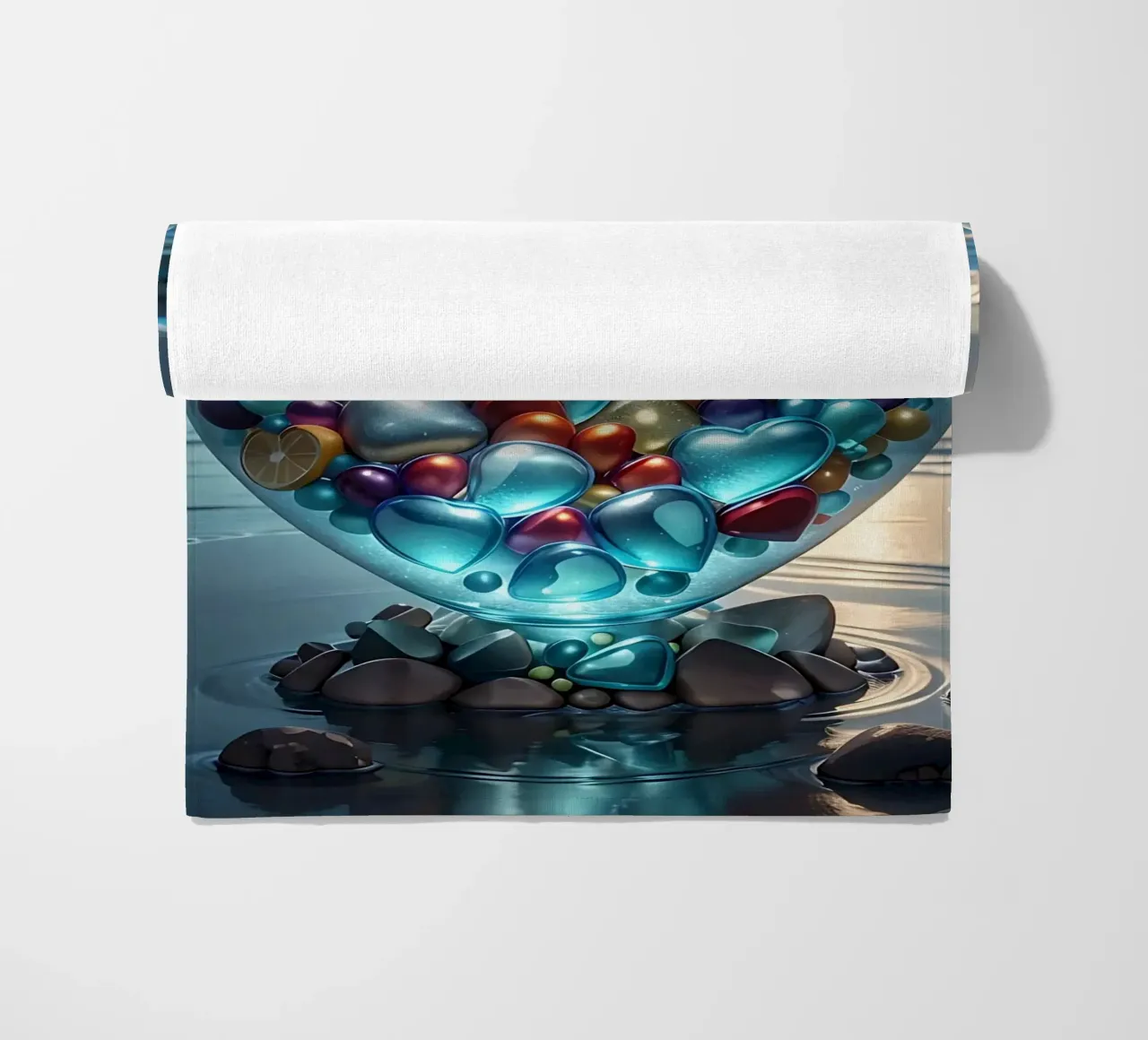 Cuore di cristallo in riva al mare - Cœur multicolore cristal telo mare da LM2KONE