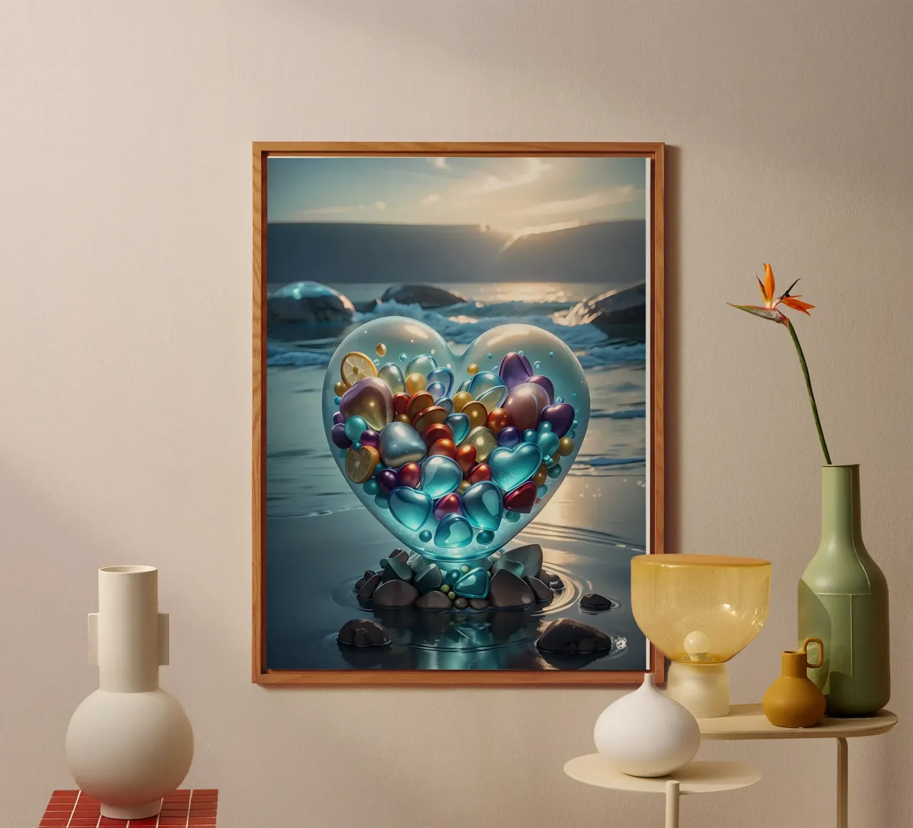Cuore di cristallo in riva al mare - Cœur multicolore cristal alluminio dibond da LM2KONE