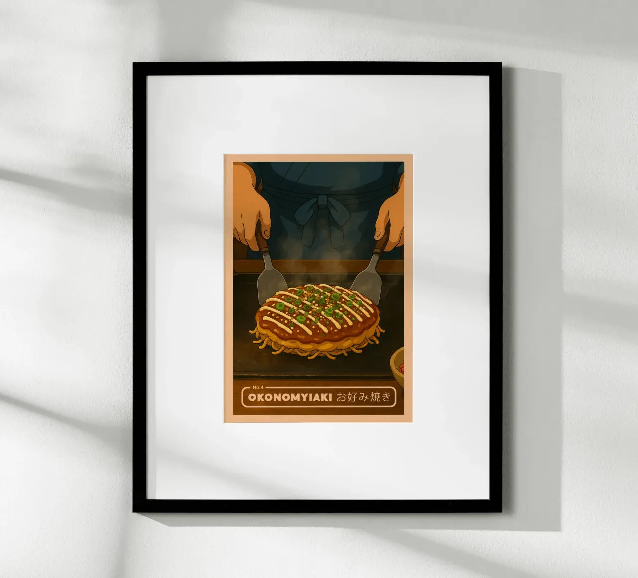 Okonomiyaki in stile anime - Serie di piatti giapponesi n. 4 poster da japanfox