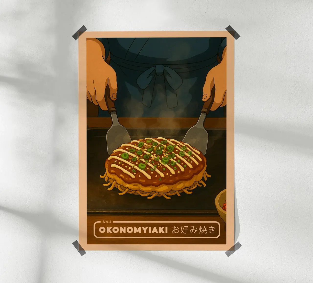 Okonomiyaki in stile anime - Serie di piatti giapponesi n. 4 poster da japanfox