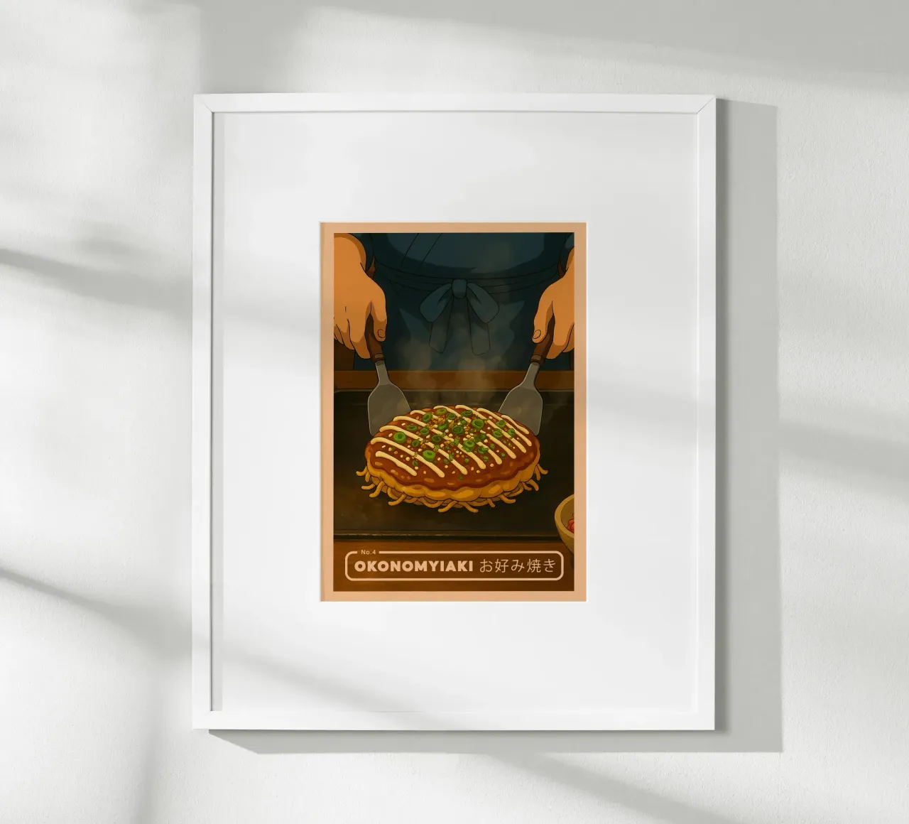 Okonomiyaki in stile anime - Serie di piatti giapponesi n. 4 poster da japanfox