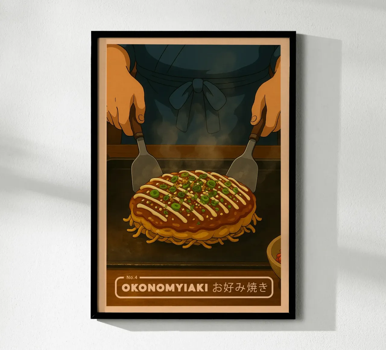 Okonomiyaki in stile anime - Serie di piatti giapponesi n. 4 poster da japanfox