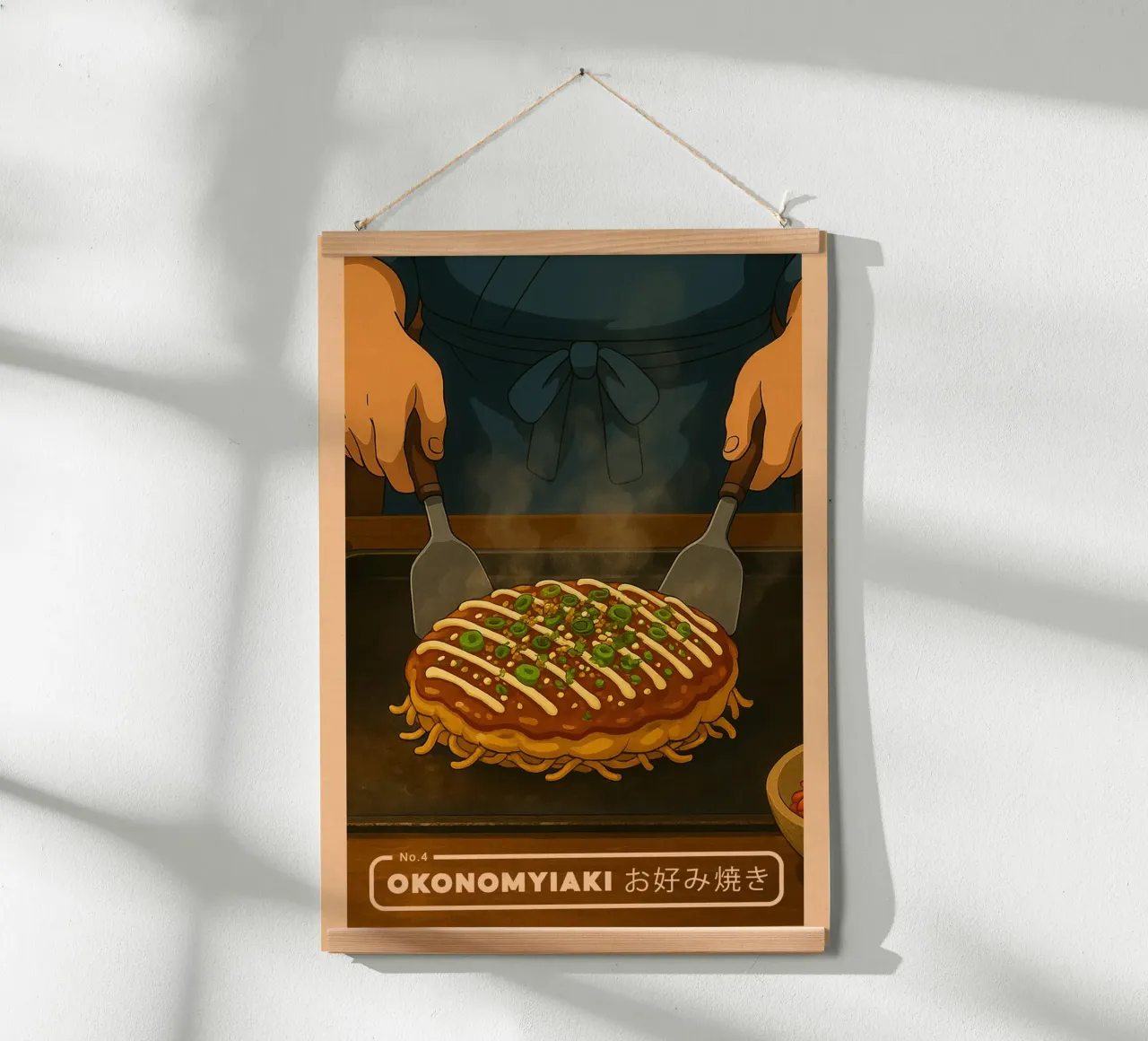 Okonomiyaki in stile anime - Serie di piatti giapponesi n. 4 poster da japanfox