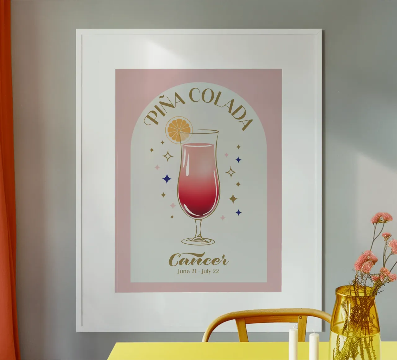 Segno zodiacale del cocktail Piña Colada poster da cafelab