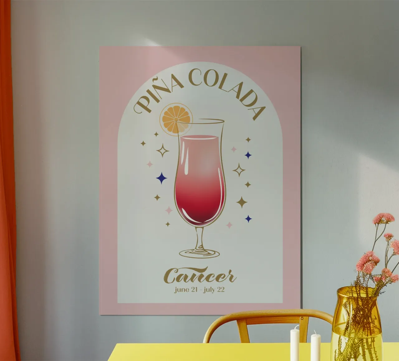 Segno zodiacale del cocktail Piña Colada poster da cafelab