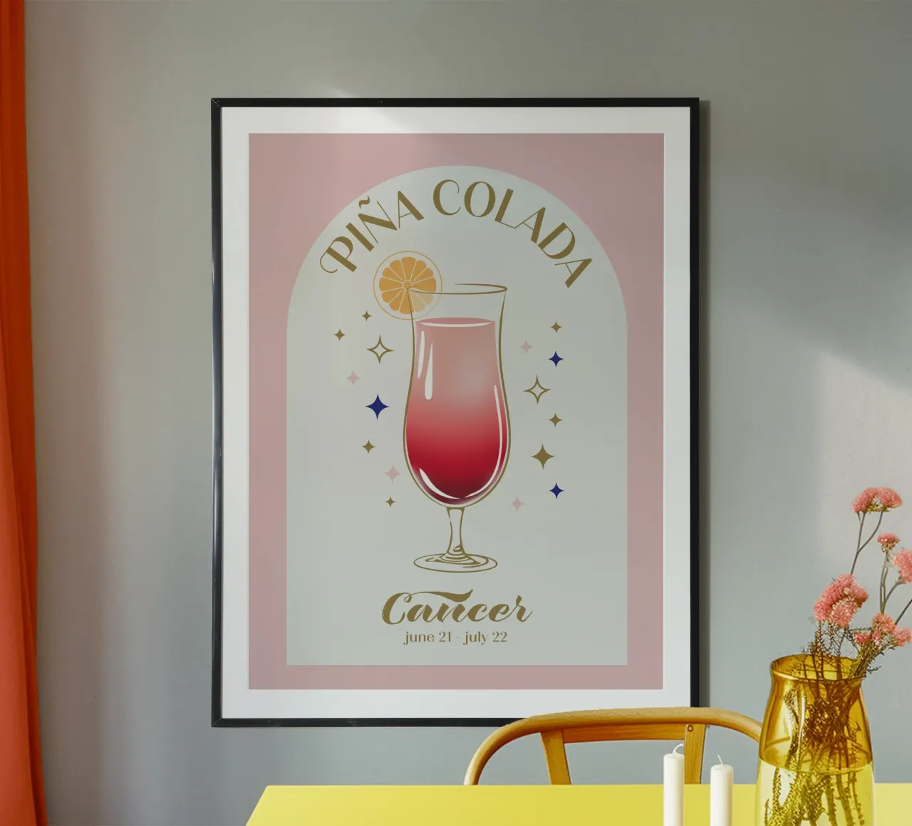 Segno zodiacale del cocktail Piña Colada poster da cafelab