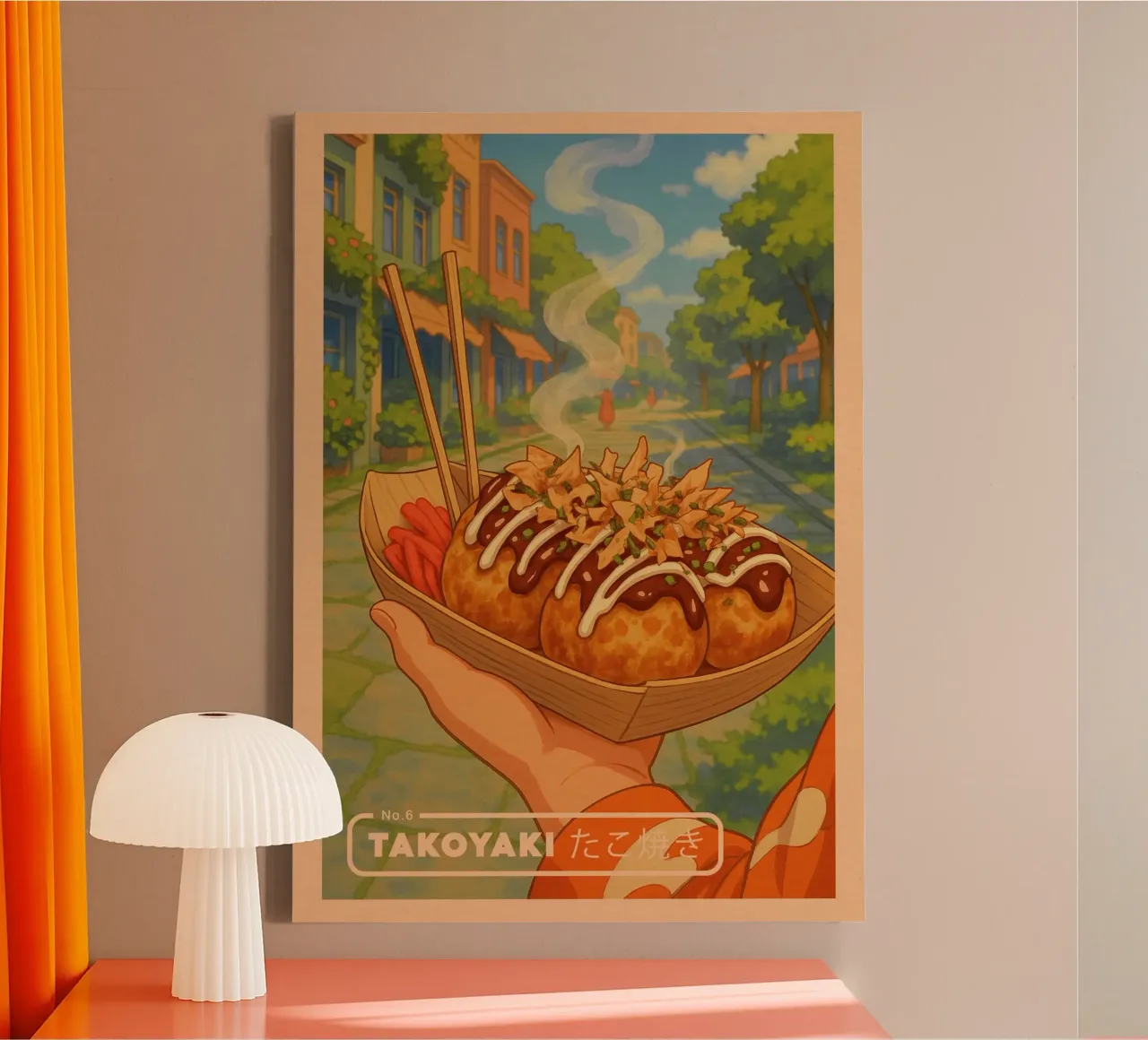 Palline Takoyaki in stile anime - Serie di piatti giapponesi n. 6 tela con Cornice a cassetta da japanfox