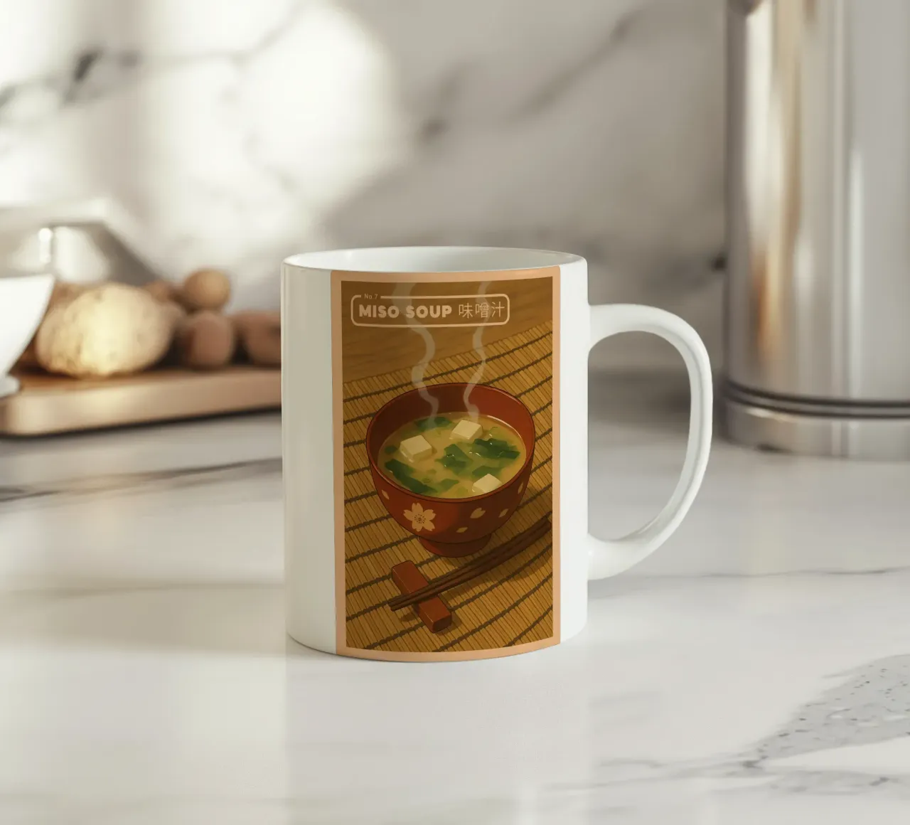 Tazón de sopa de miso estilo anime - Serie de comida japonesa n.º 7 taza de cerámica de japanfox