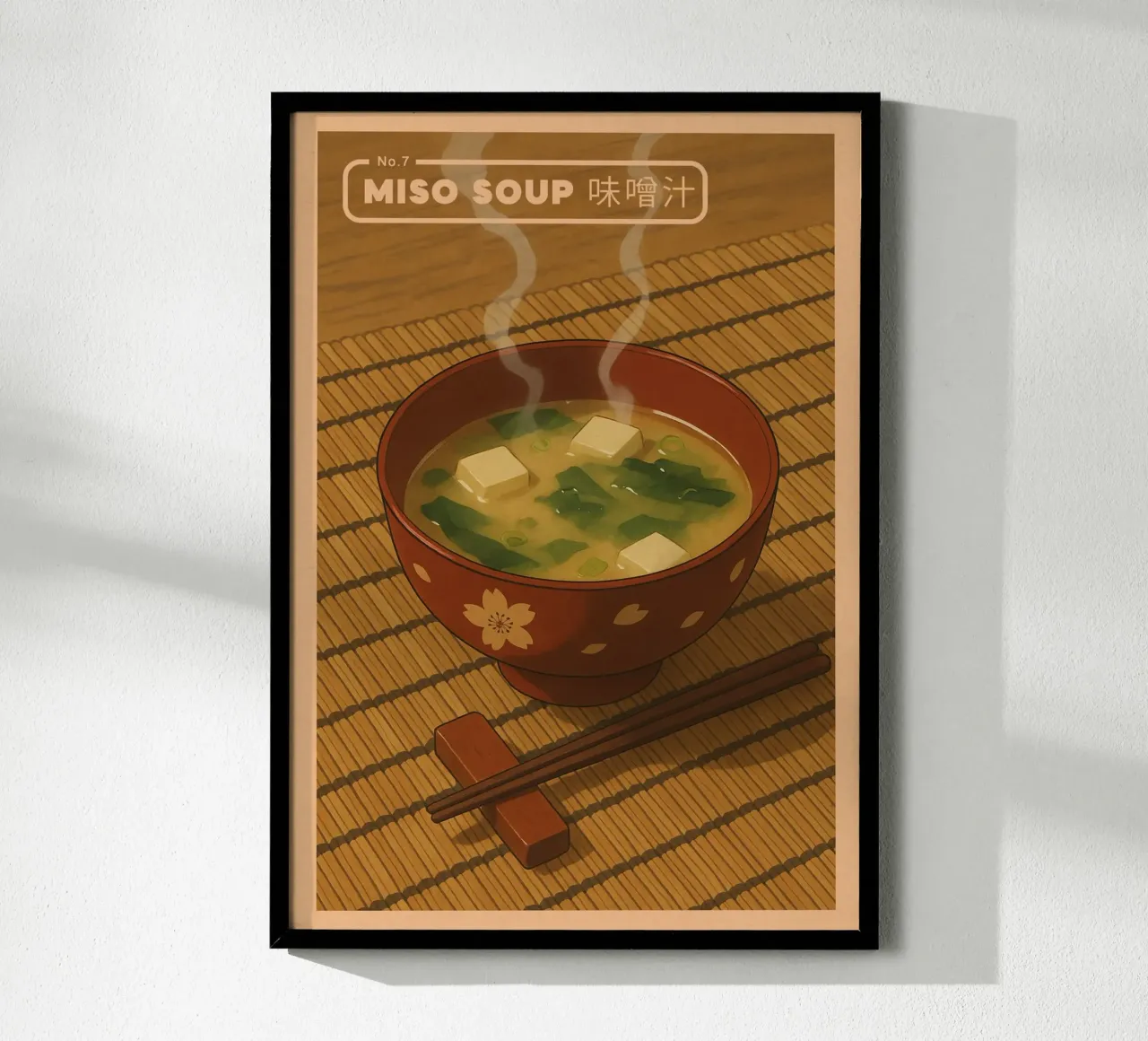Tazón de sopa de miso estilo anime - Serie de comida japonesa n.º 7 poster de japanfox