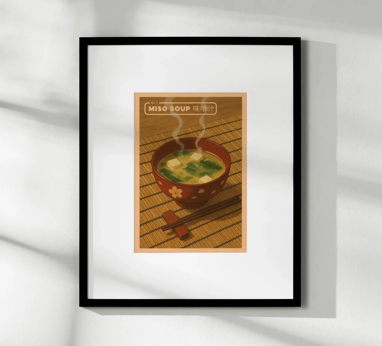 Tazón de sopa de miso estilo anime - Serie de comida japonesa n.º 7 poster de japanfox