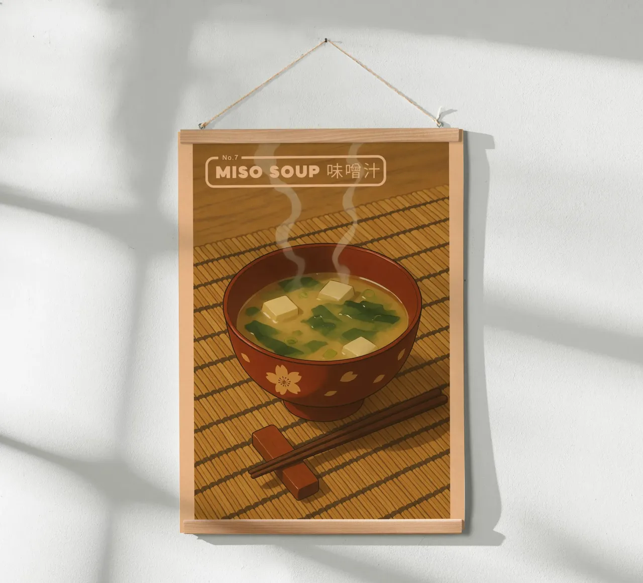 Tazón de sopa de miso estilo anime - Serie de comida japonesa n.º 7 poster de japanfox