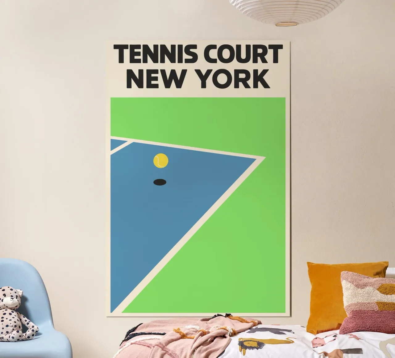 Match Point NYC – Retro Court Vibes poster con telaio in plastica da SMPLE
