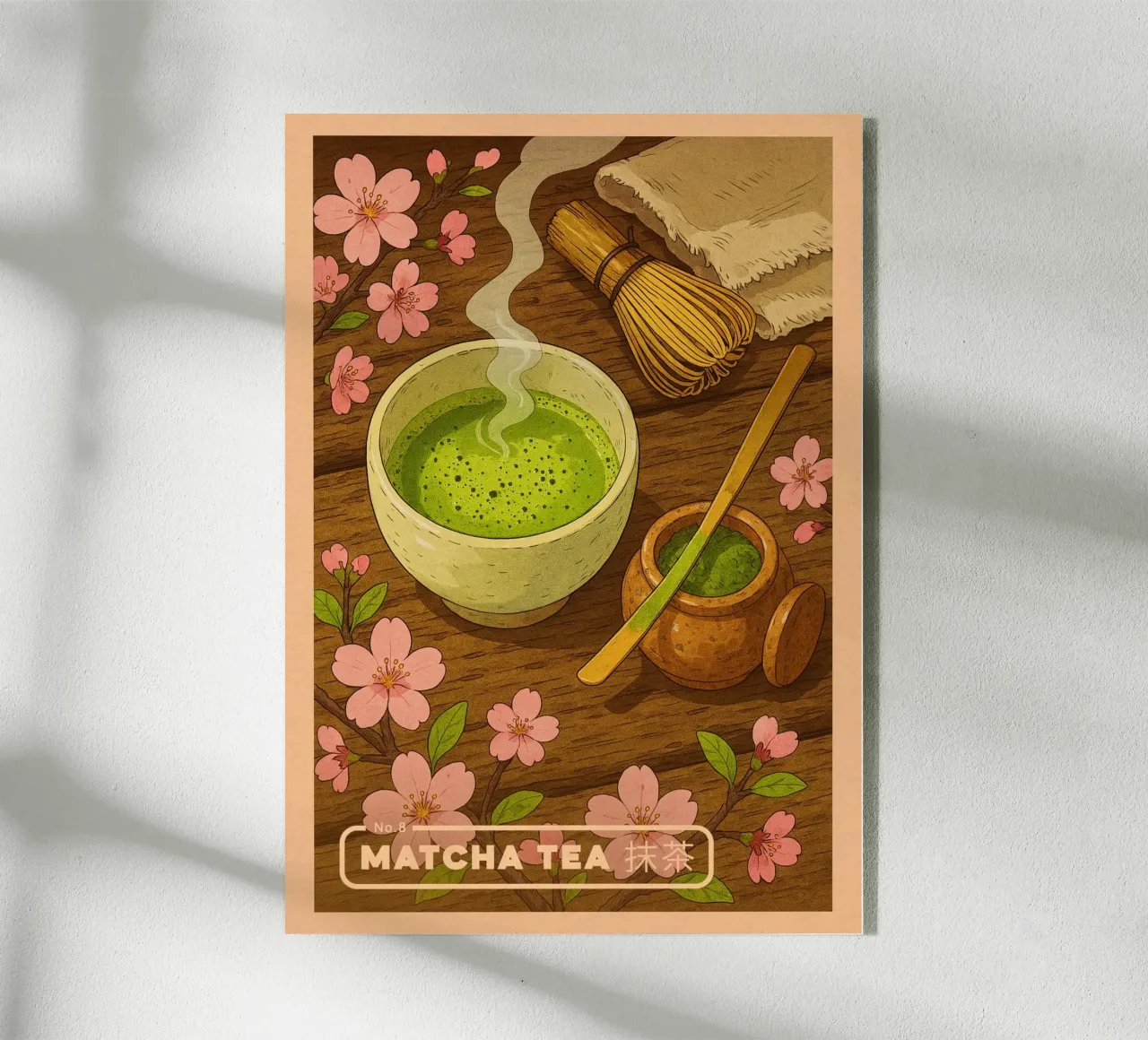 Matcha thee in animestijl - Japanse voedselserie nr. 8 acryl van japanfox