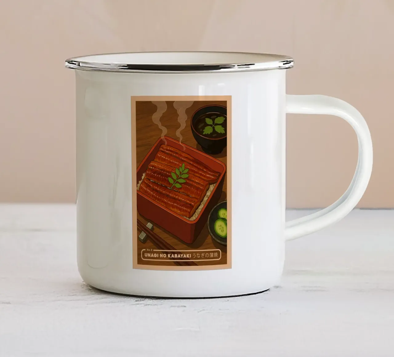 Anime-style Eels with rice - Japanese food series No. 9 tazza in smalto da japanfox
