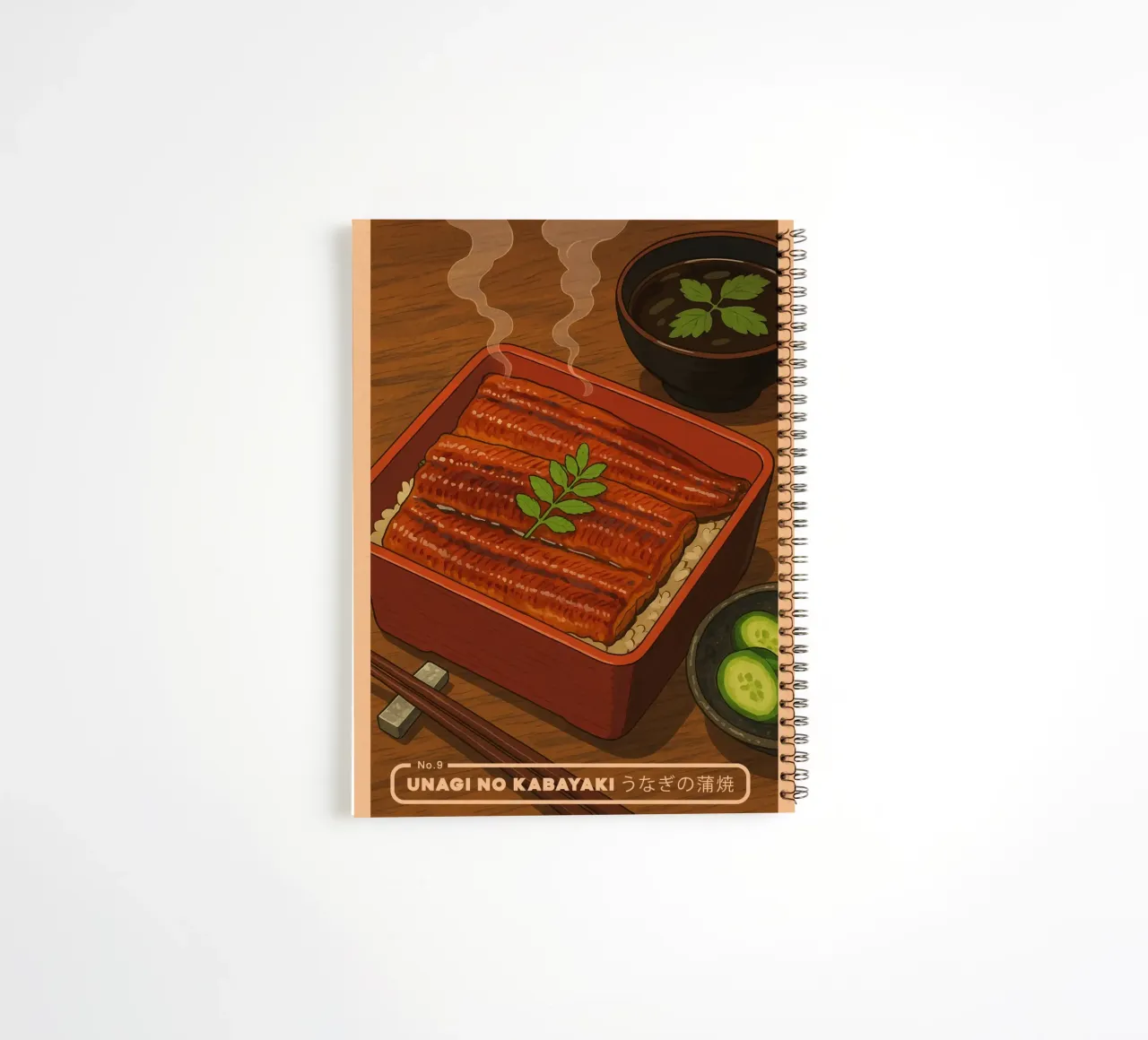 Anime-style Eels with rice - Japanese food series No. 9 spiral notebook by japanfox