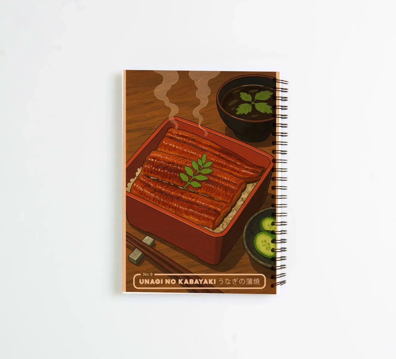 Anime-style Eels with rice - Japanese food series No. 9 spiral notebook by japanfox