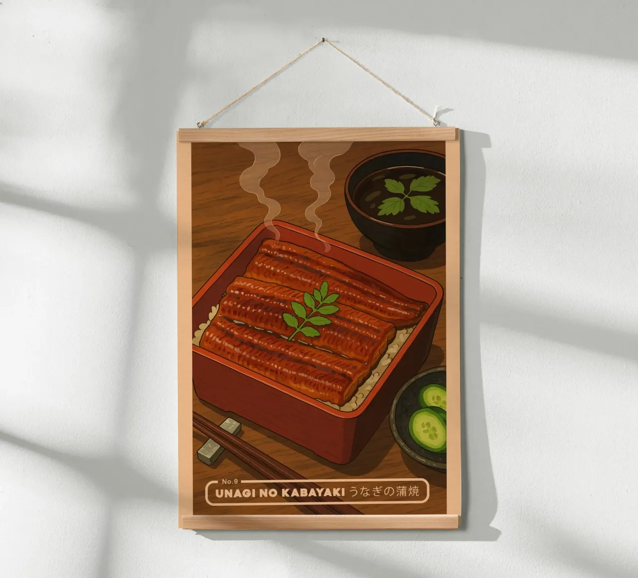 Anime-style Eels with rice - Japanese food series No. 9 poster with plastic frame by japanfox