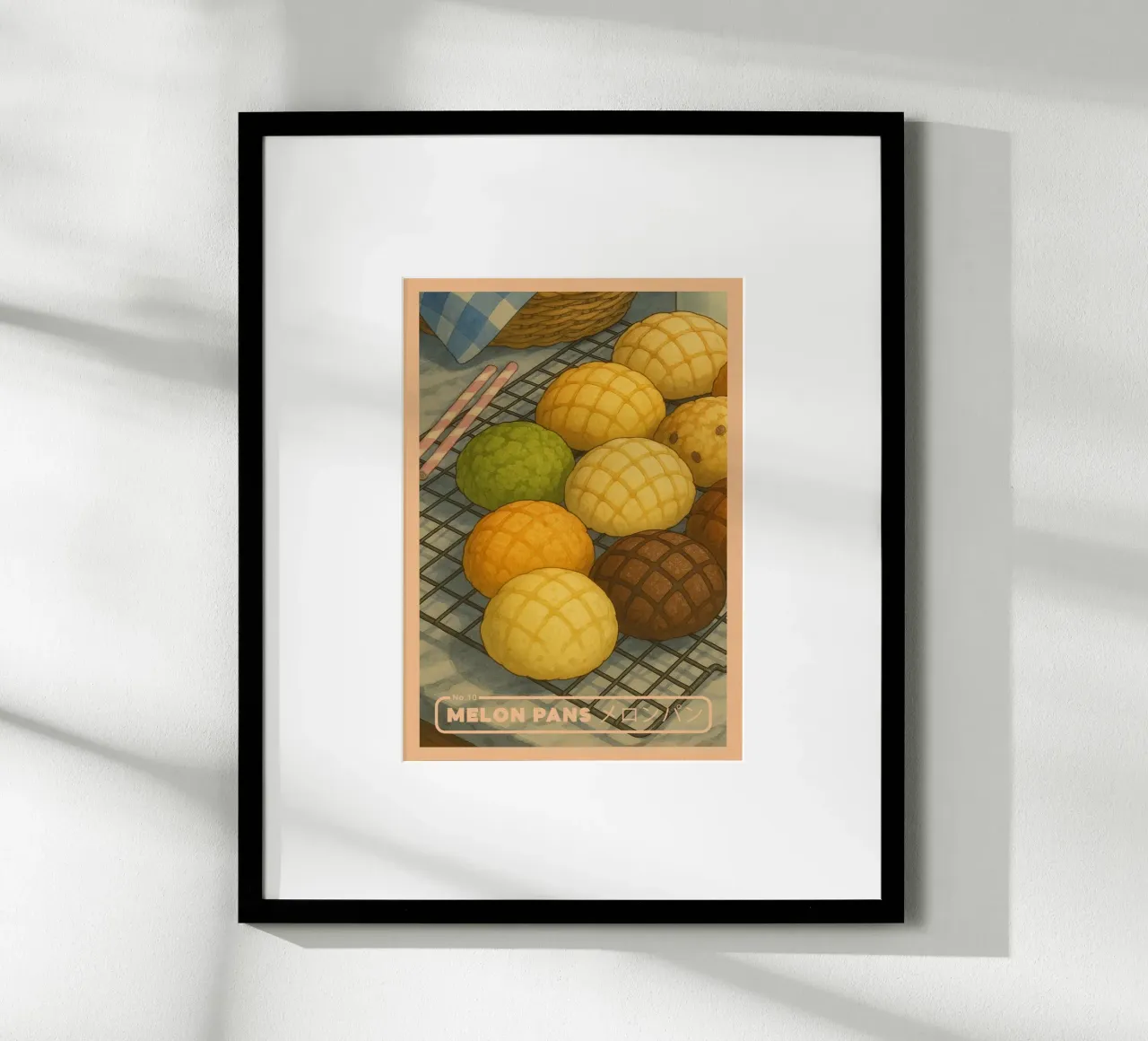 Anime-style Melon pans - Japanese food series No. 10 Poster mit Aluminium Rahmen von japanfox