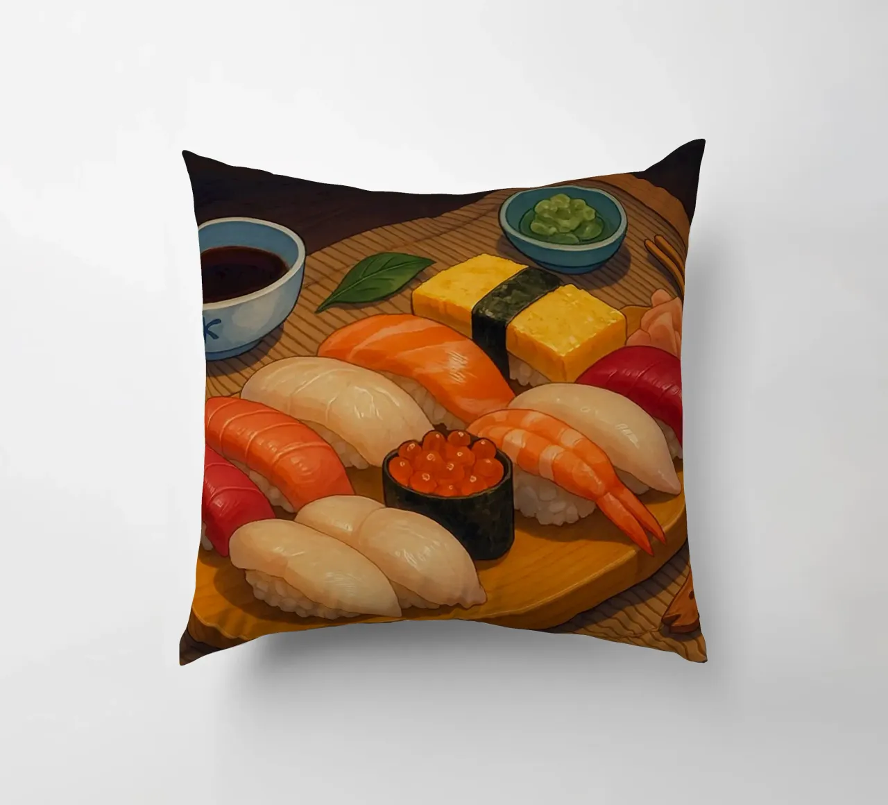 Set di sushi vari in stile anime - Serie di cibi giapponesi n. 13 cuscino da japanfox