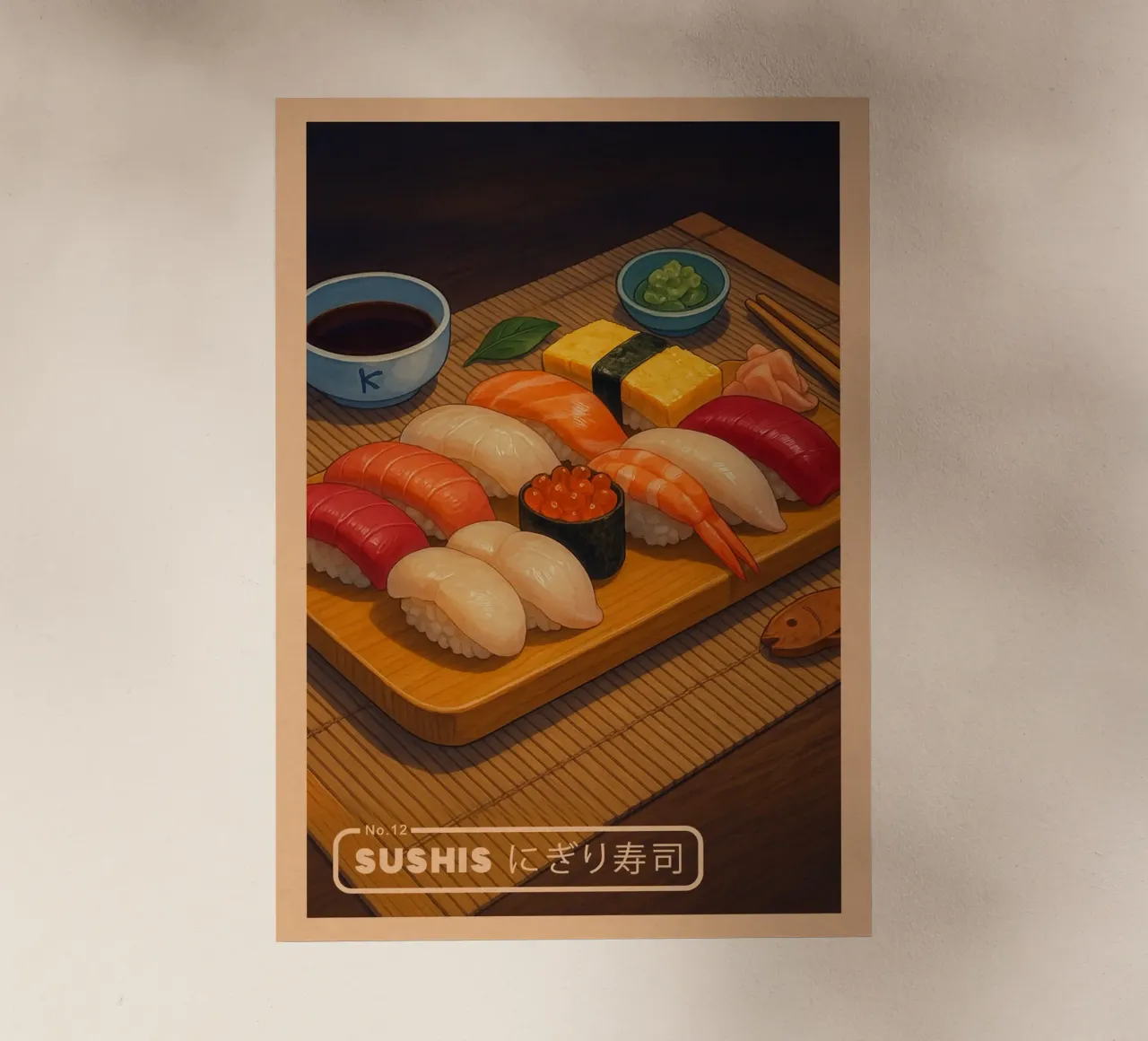 Set di sushi vari in stile anime - Serie di cibi giapponesi n. 13 pellicola backlit da japanfox