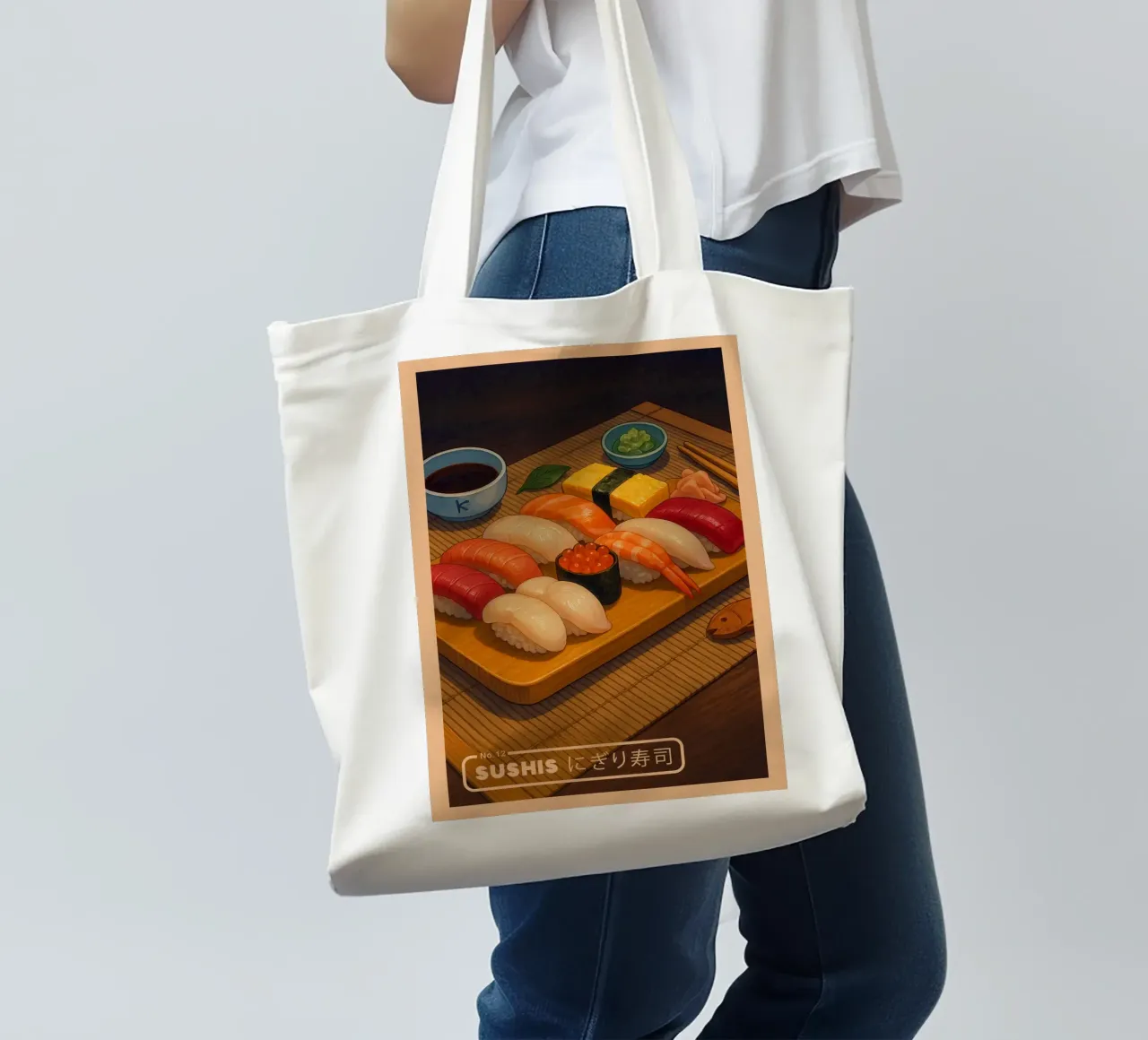 Set di sushi vari in stile anime - Serie di cibi giapponesi n. 13 borsa in juta da japanfox
