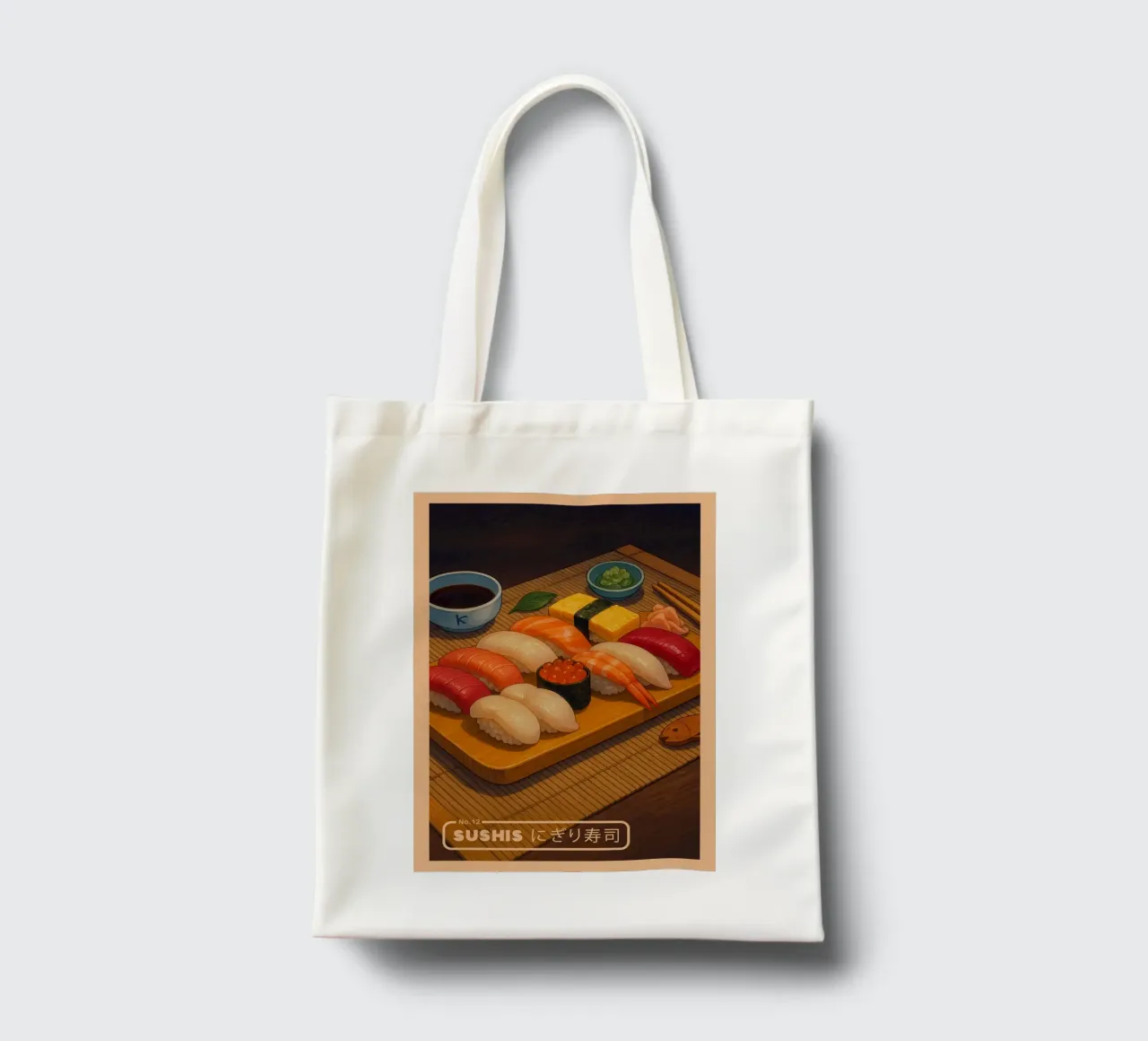 Set di sushi vari in stile anime - Serie di cibi giapponesi n. 13 borsa in juta da japanfox