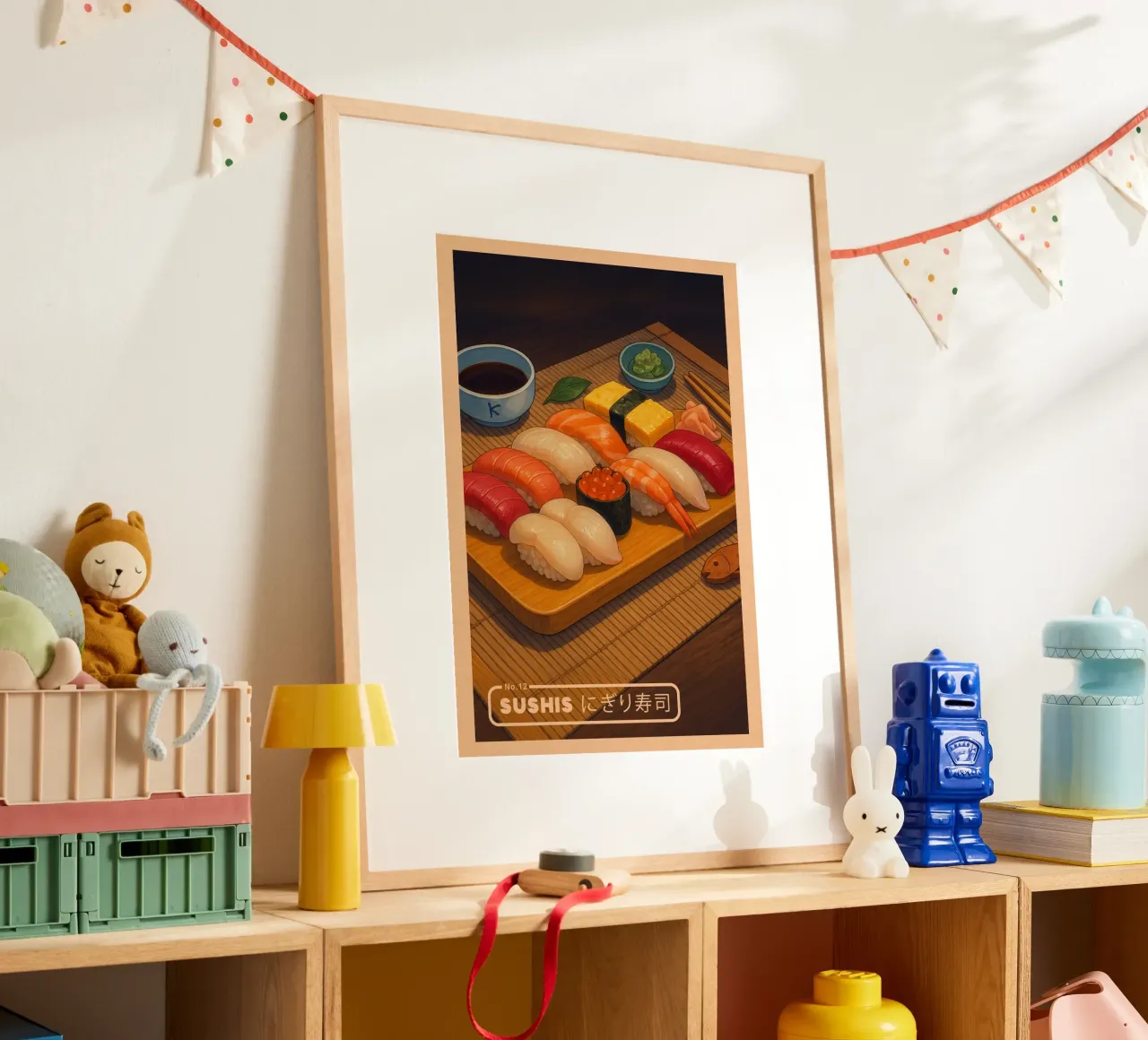 Set di sushi vari in stile anime - Serie di cibi giapponesi n. 13 carta hahnemühle da japanfox