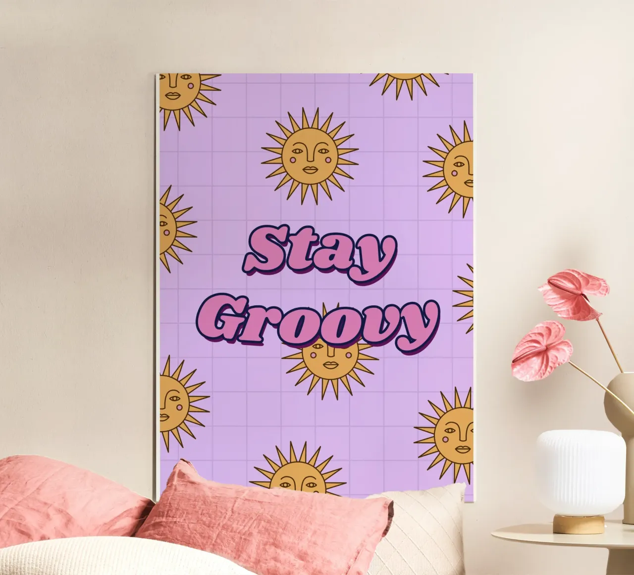Stay Groovy poster con telaio in alluminio da Dreamer10