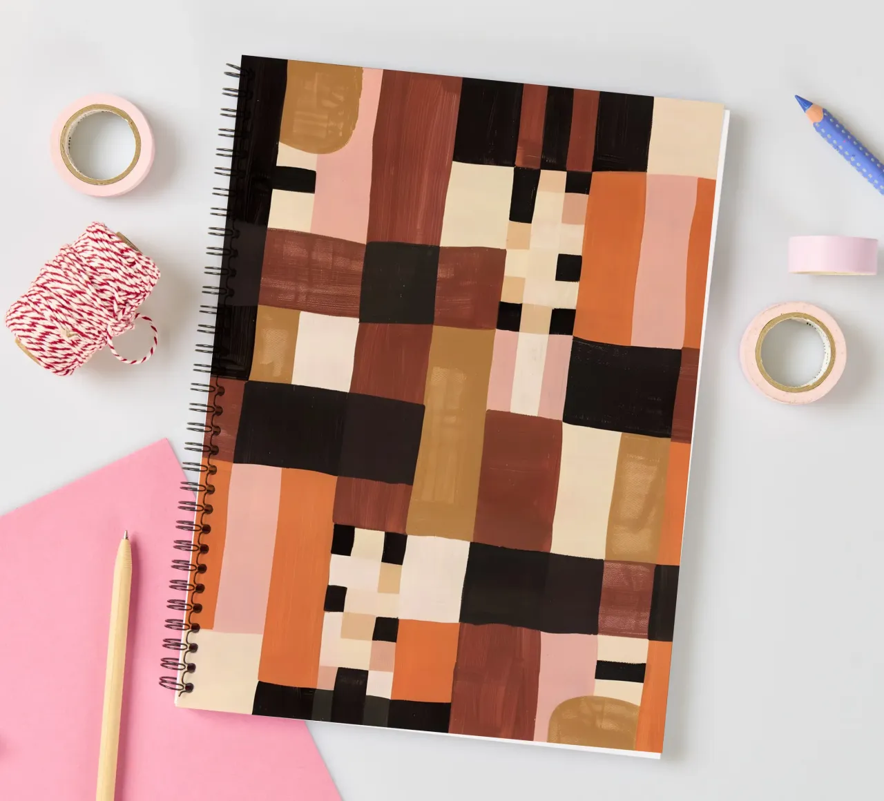 Abstract Checkers carnet à spirale de Gypsy Galleria