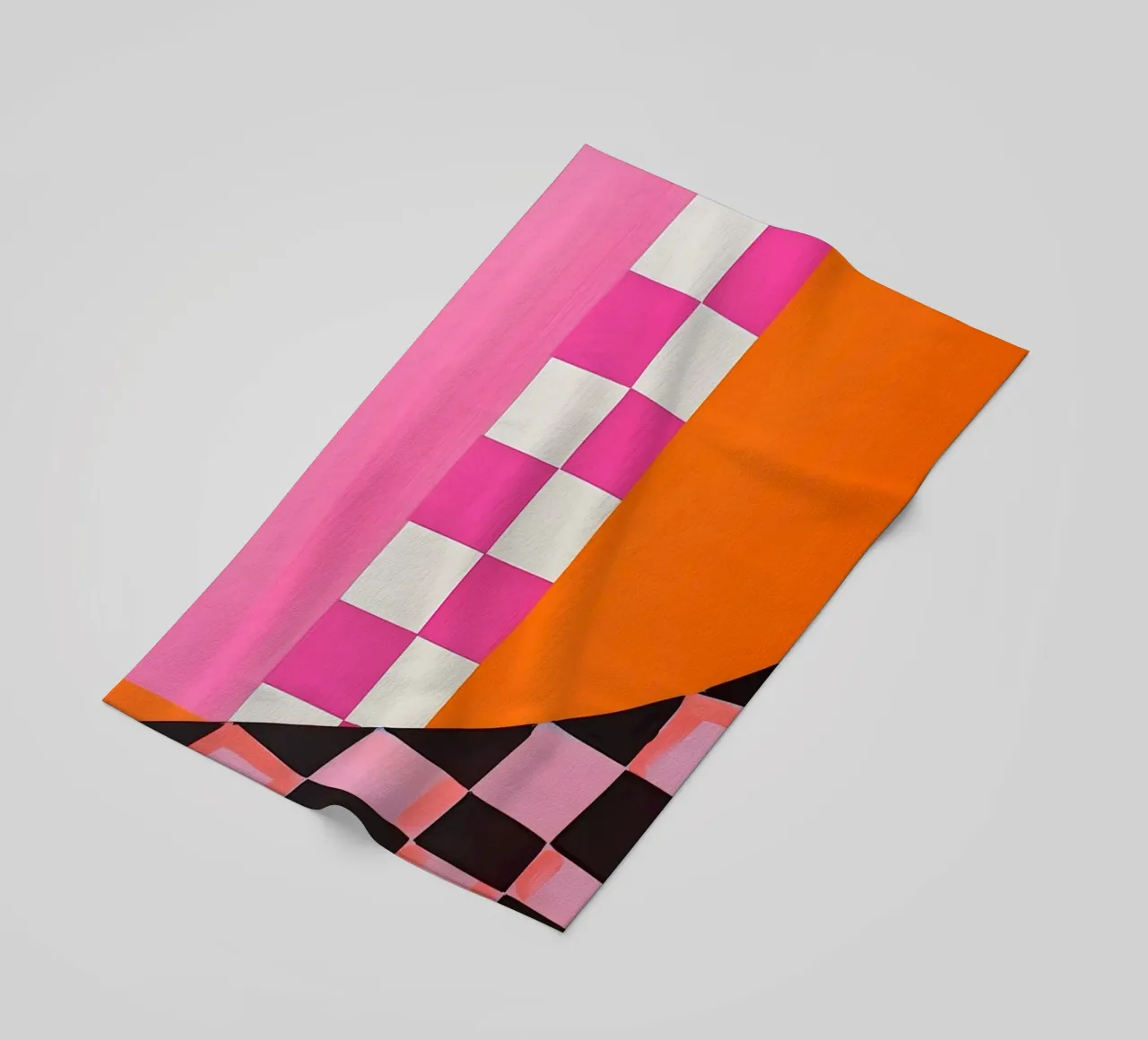 Pink and Orange Abstract Checks telo mare da Gypsy Galleria