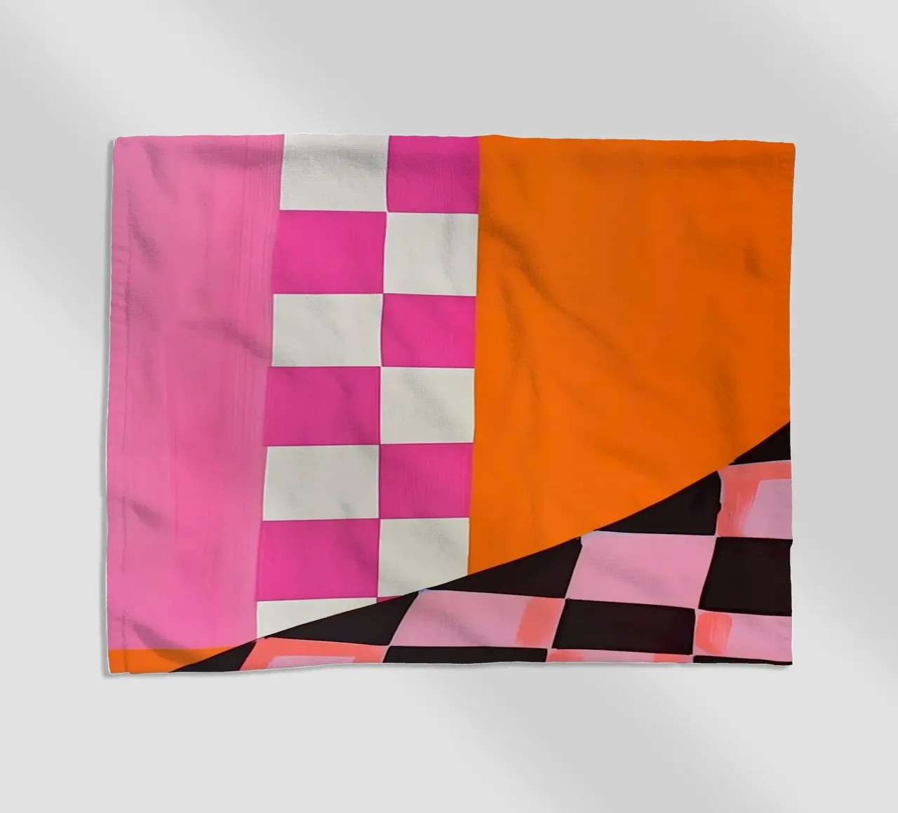Pink and Orange Abstract Checks telo mare da Gypsy Galleria