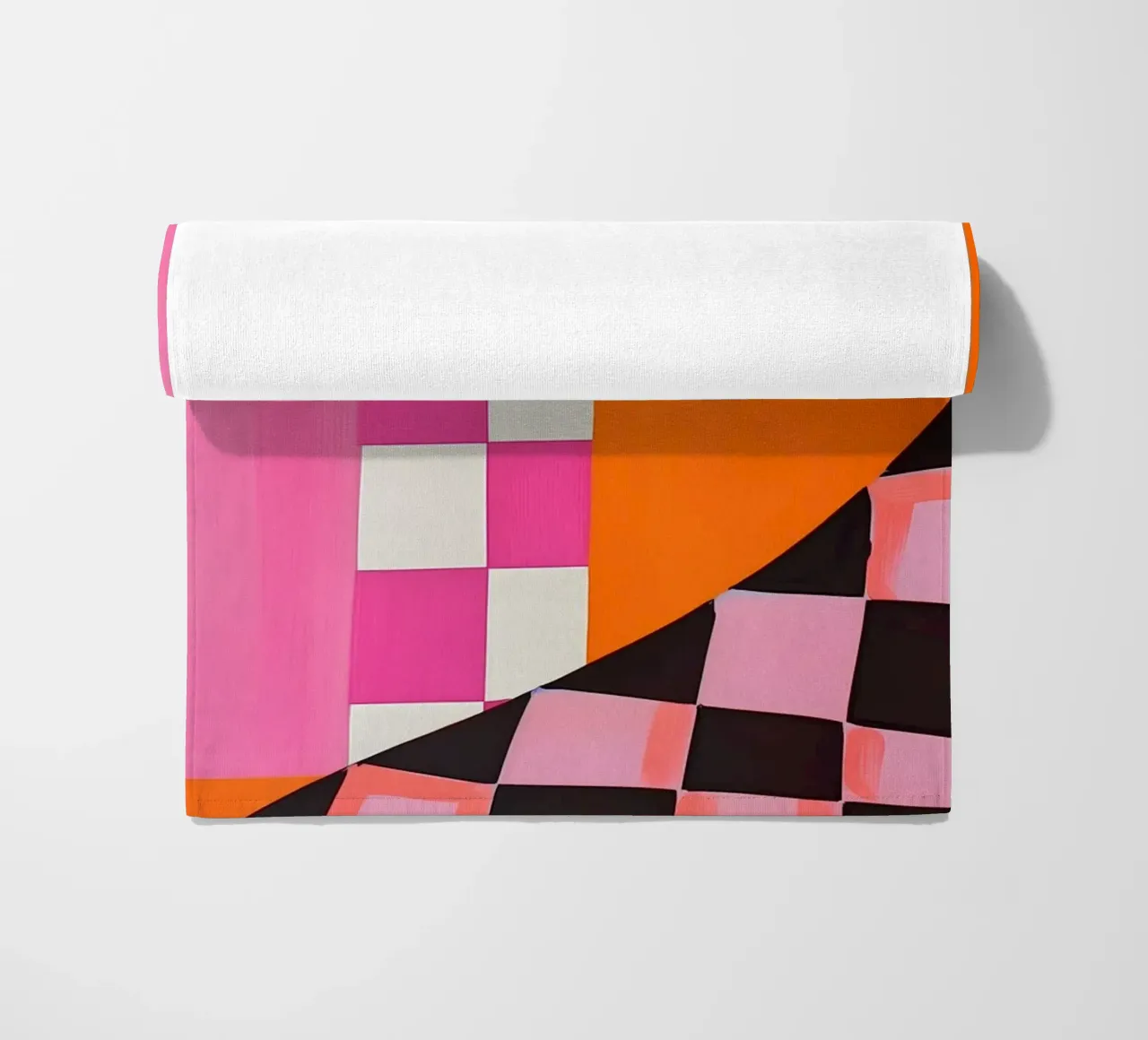 Pink and Orange Abstract Checks telo mare da Gypsy Galleria
