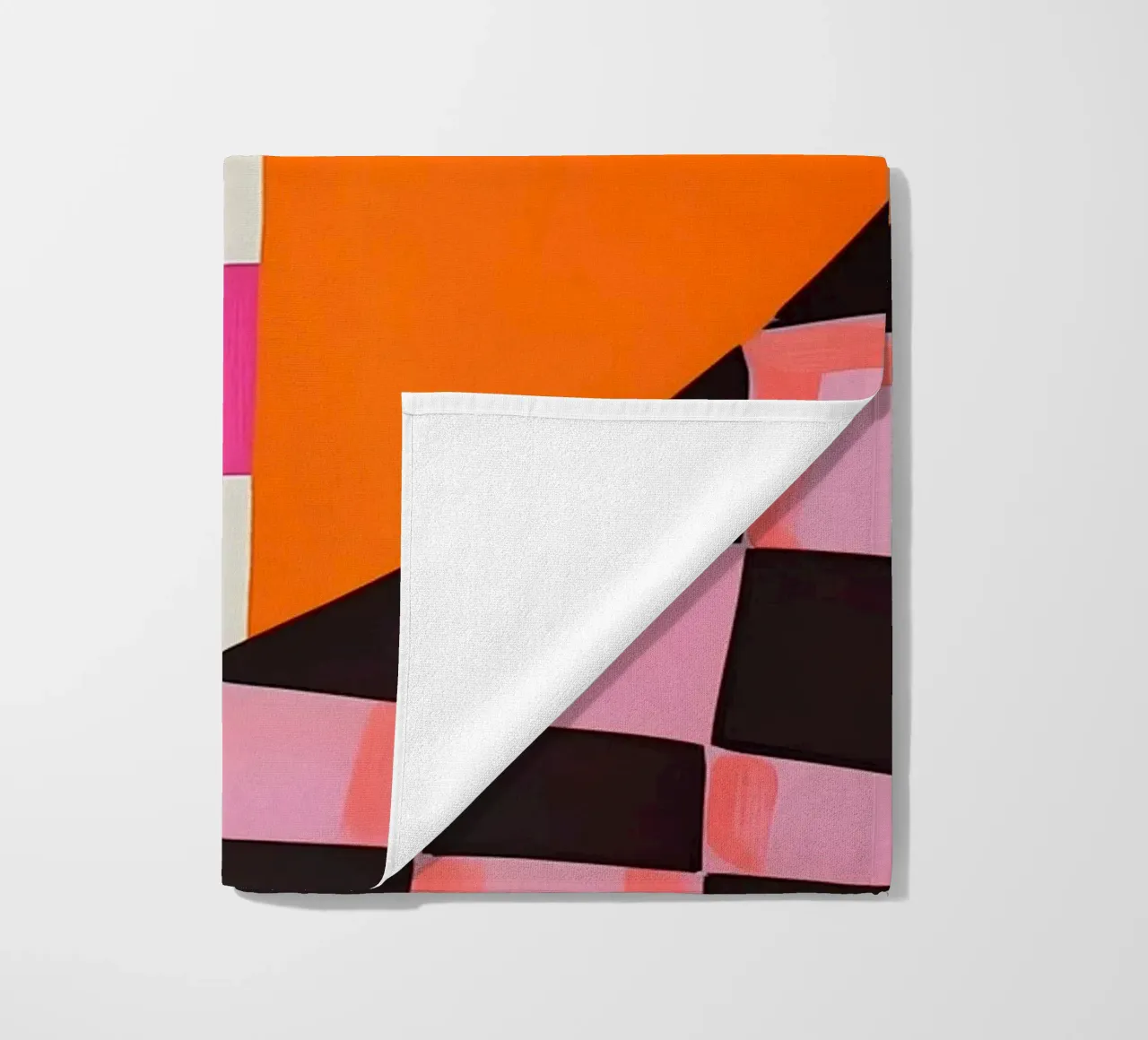 Pink and Orange Abstract Checks telo mare da Gypsy Galleria