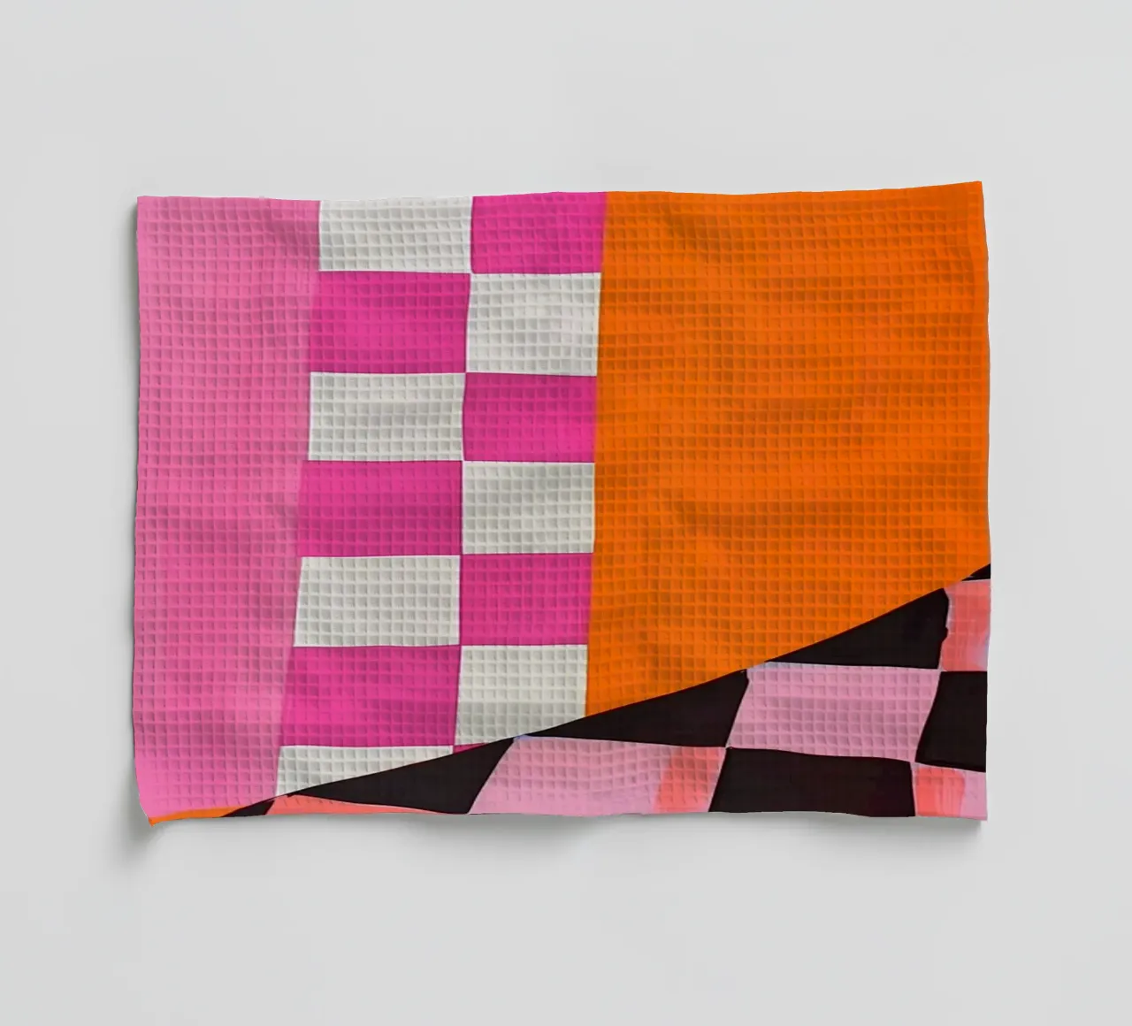 Pink and Orange Abstract Checks canovaccio da cucina da Gypsy Galleria