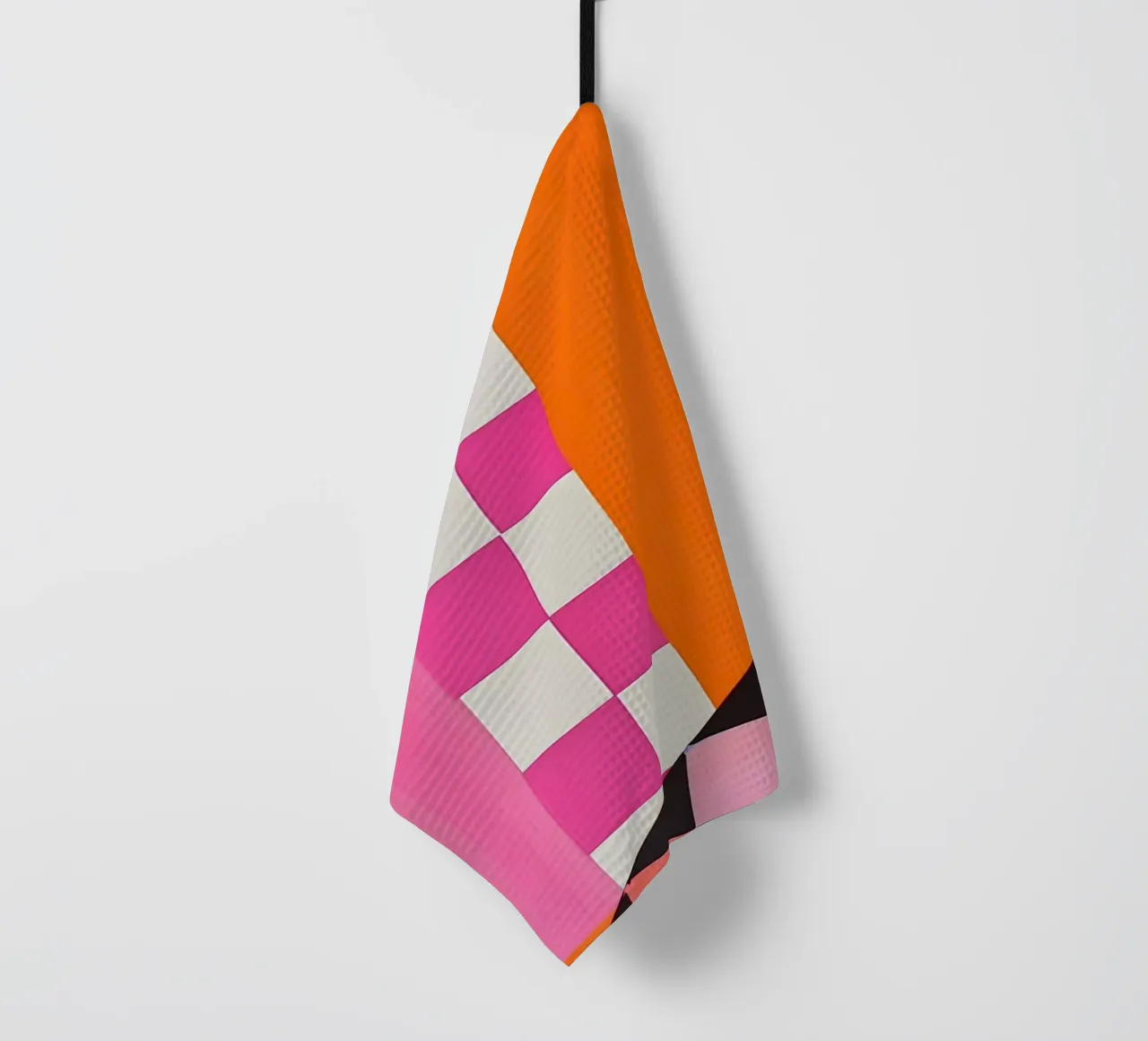 Pink and Orange Abstract Checks canovaccio da cucina da Gypsy Galleria
