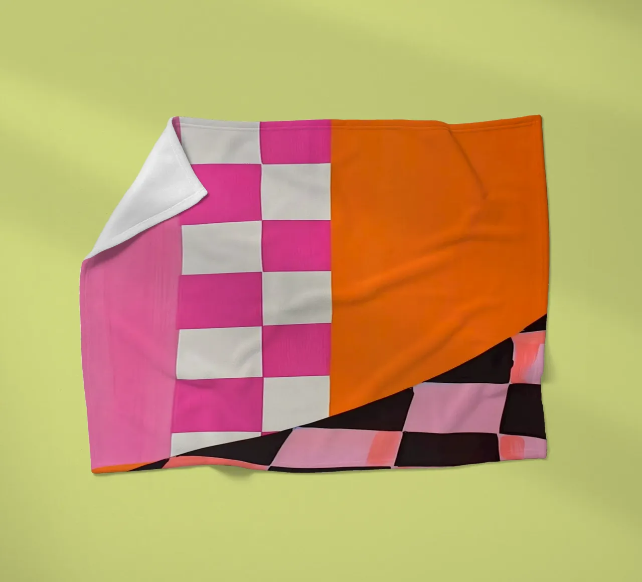 Pink and Orange Abstract Checks coperta in pile da Gypsy Galleria