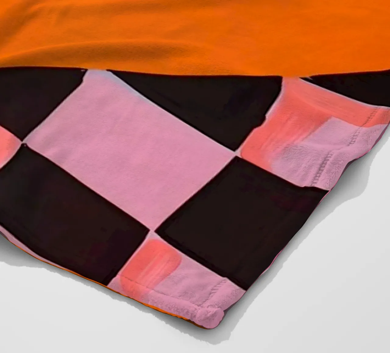 Pink and Orange Abstract Checks coperta in pile da Gypsy Galleria