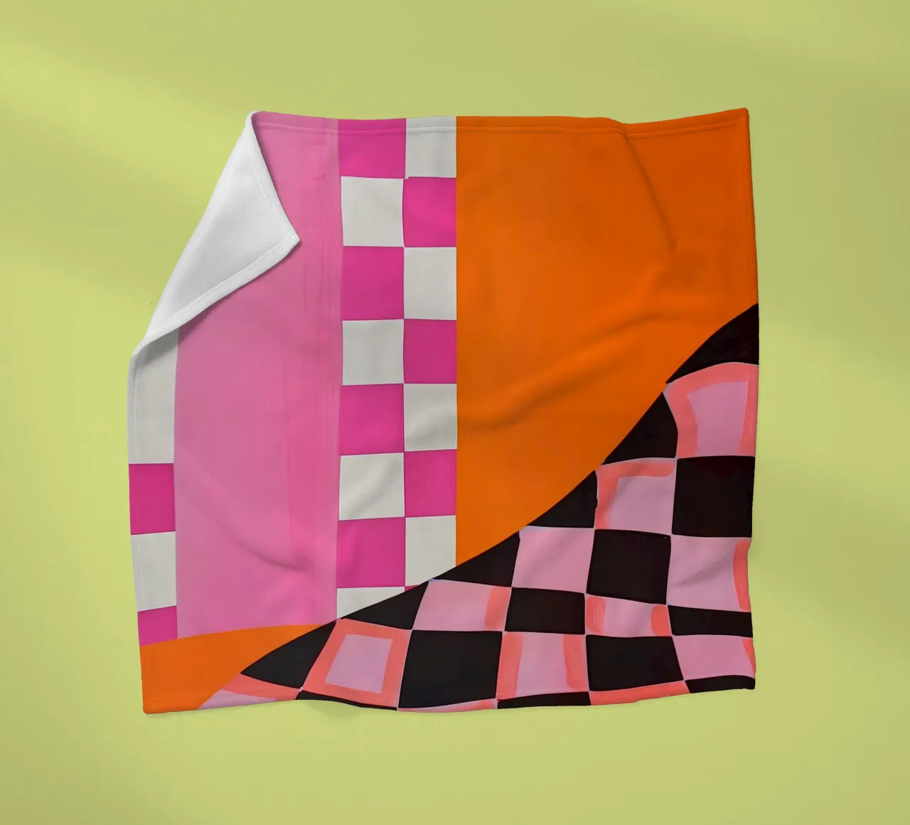 Pink and Orange Abstract Checks coperta in pile da Gypsy Galleria