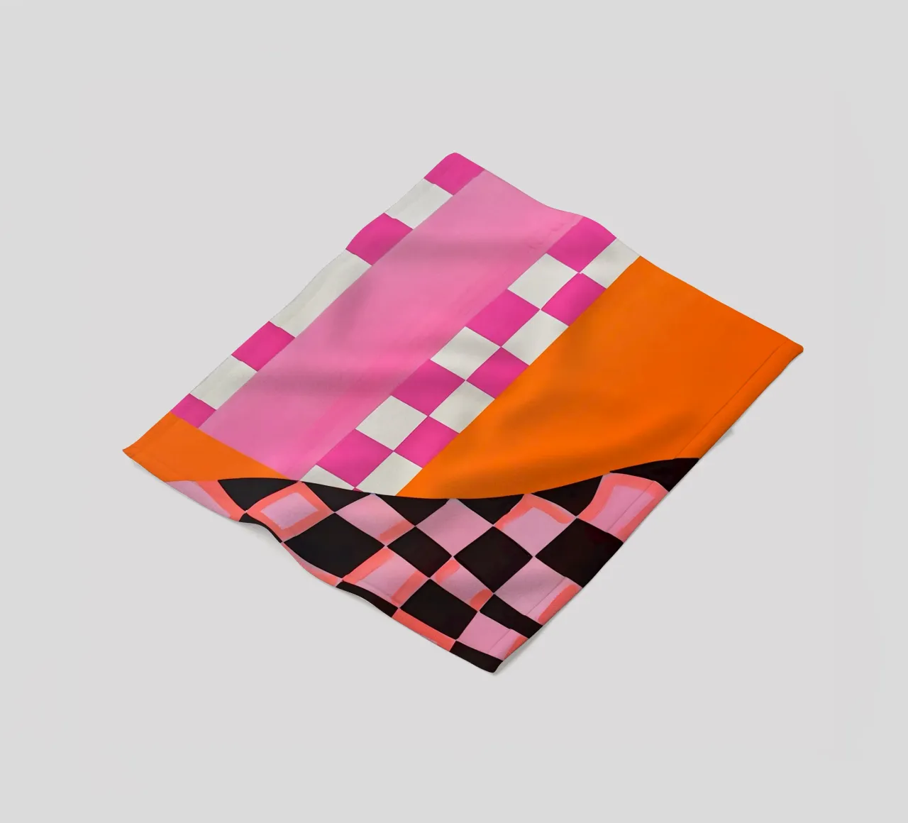 Pink and Orange Abstract Checks coperta in pile da Gypsy Galleria