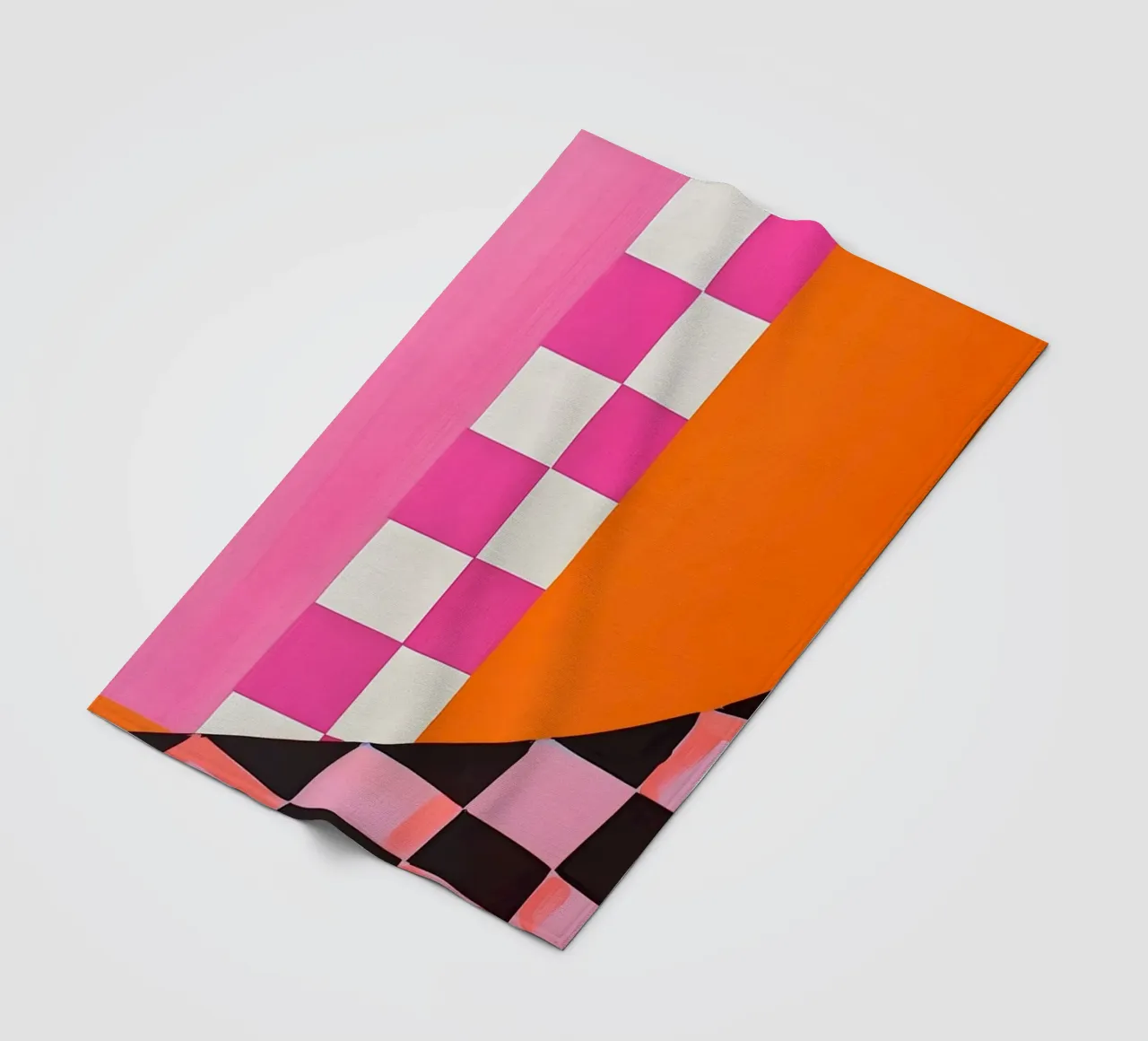 Pink and Orange Abstract Checks coperta in pile da Gypsy Galleria