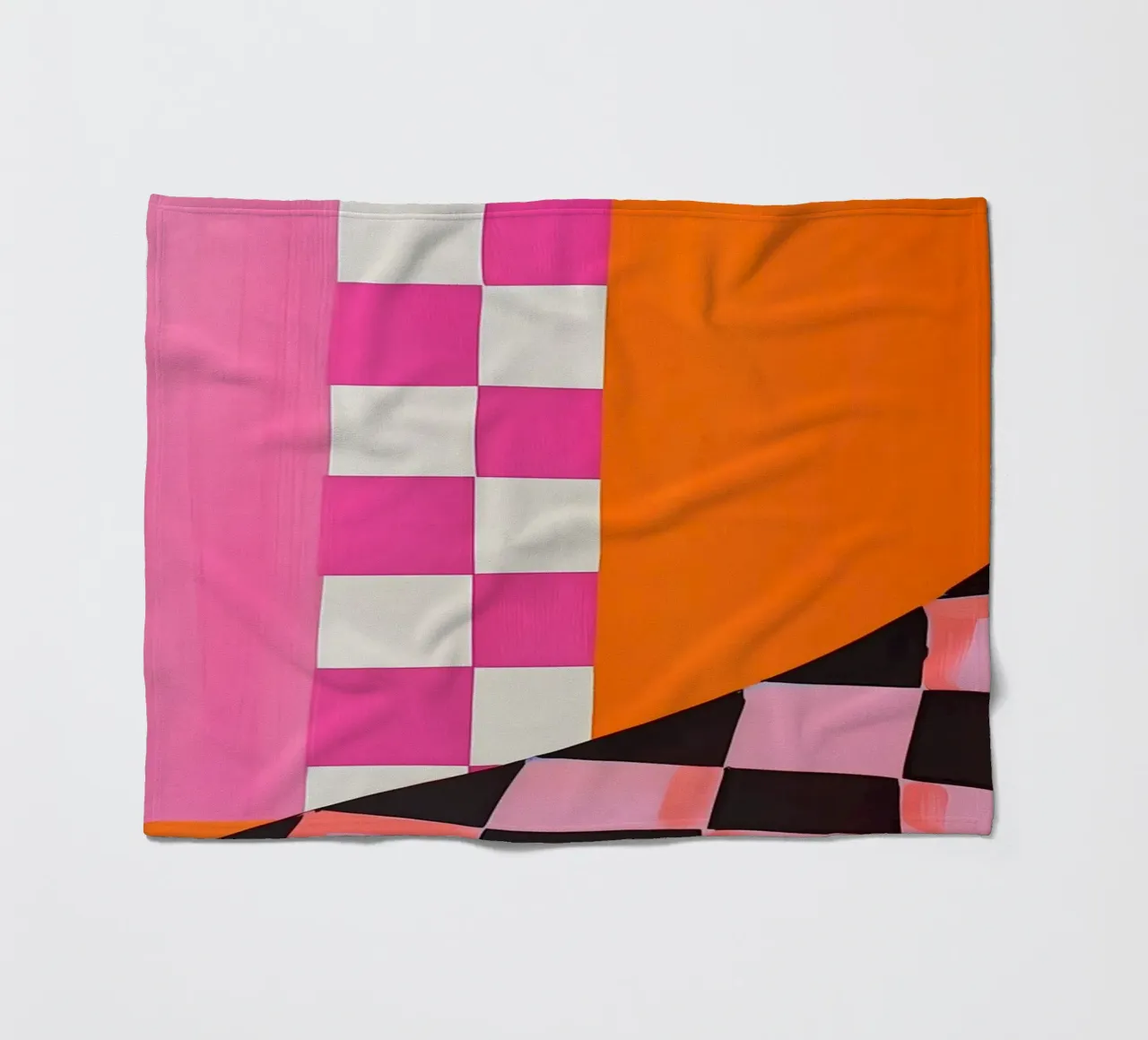 Pink and Orange Abstract Checks coperta in pile da Gypsy Galleria